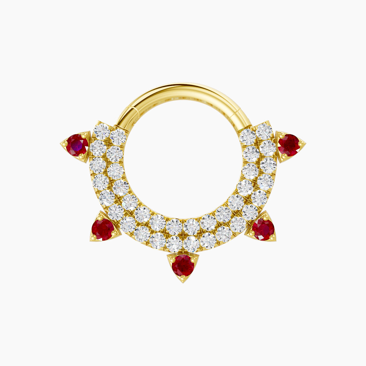 Saga | 18k Yellow Gold 8 mm Ruby & Diamond Septum Piercing