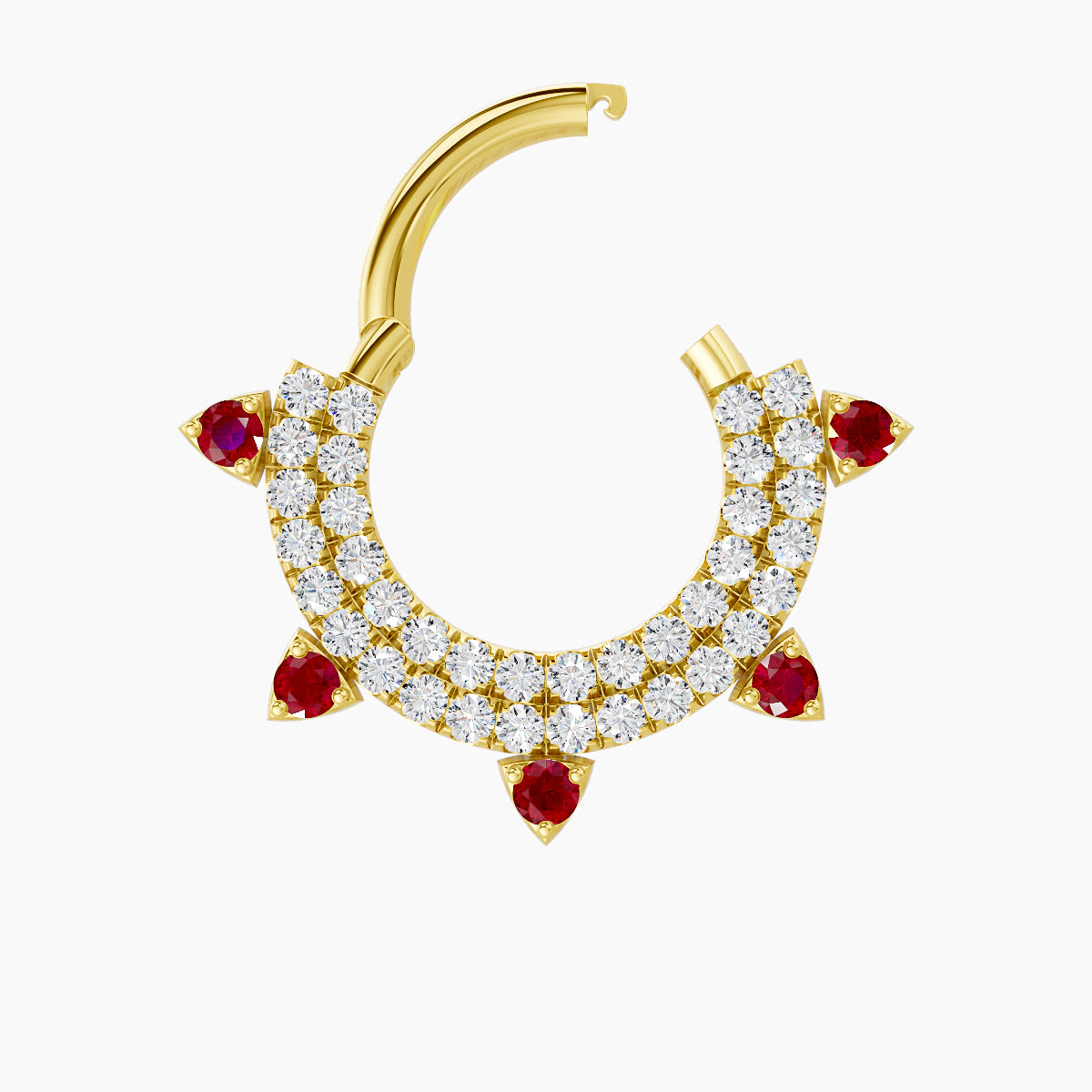 Saga | 18k Yellow Gold 8 mm Ruby & Diamond Septum Piercing