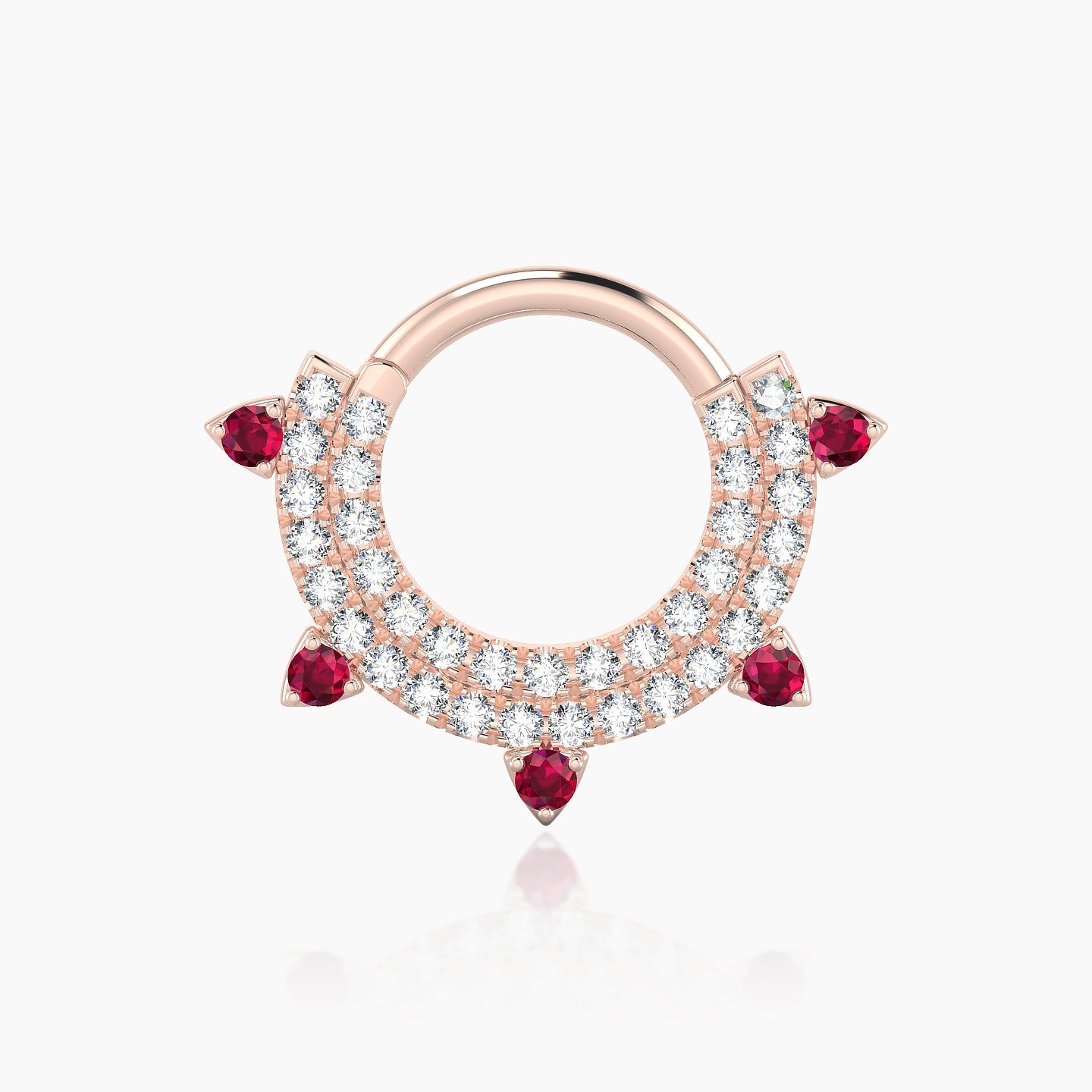 Saga | 18k Rose Gold 8 mm Ruby & Diamond Septum Piercing