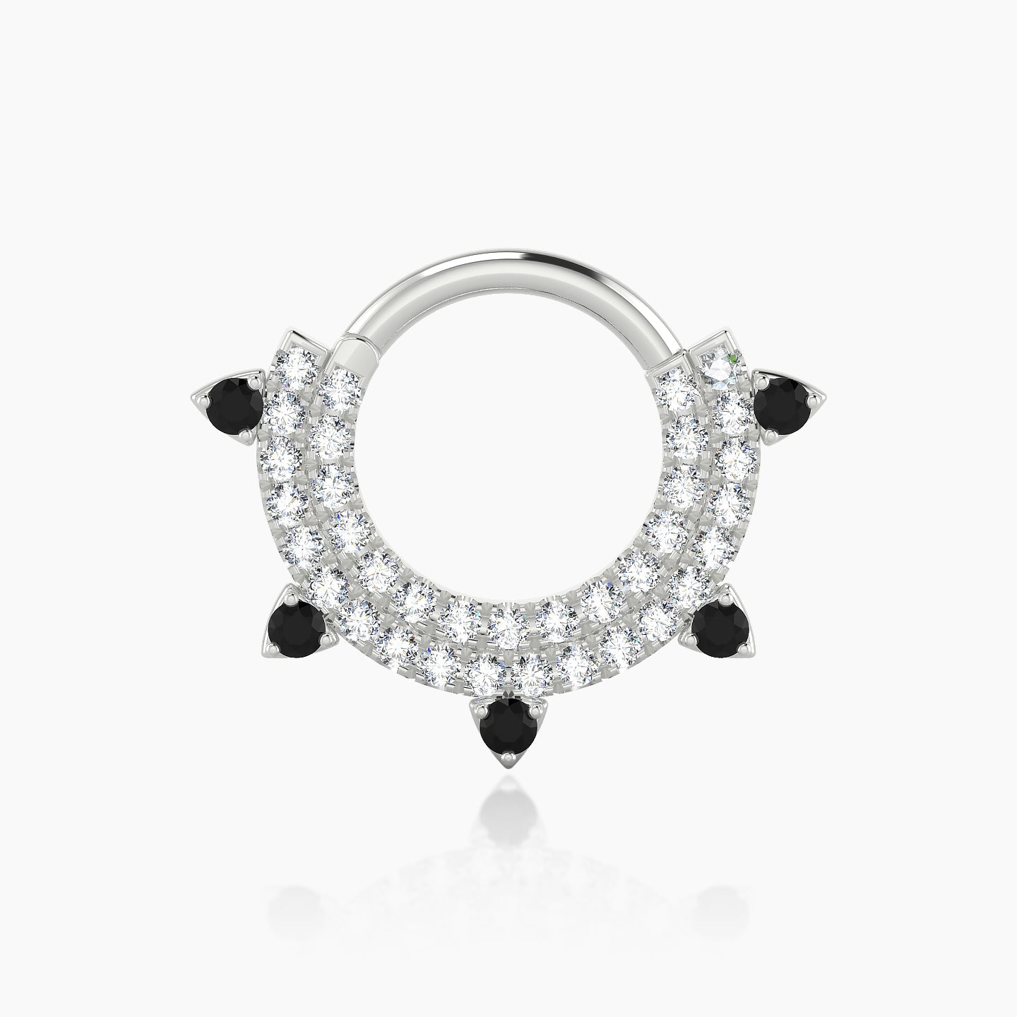 Saga | 18k White Gold 8 mm Black Diamond & Diamond Septum Piercing