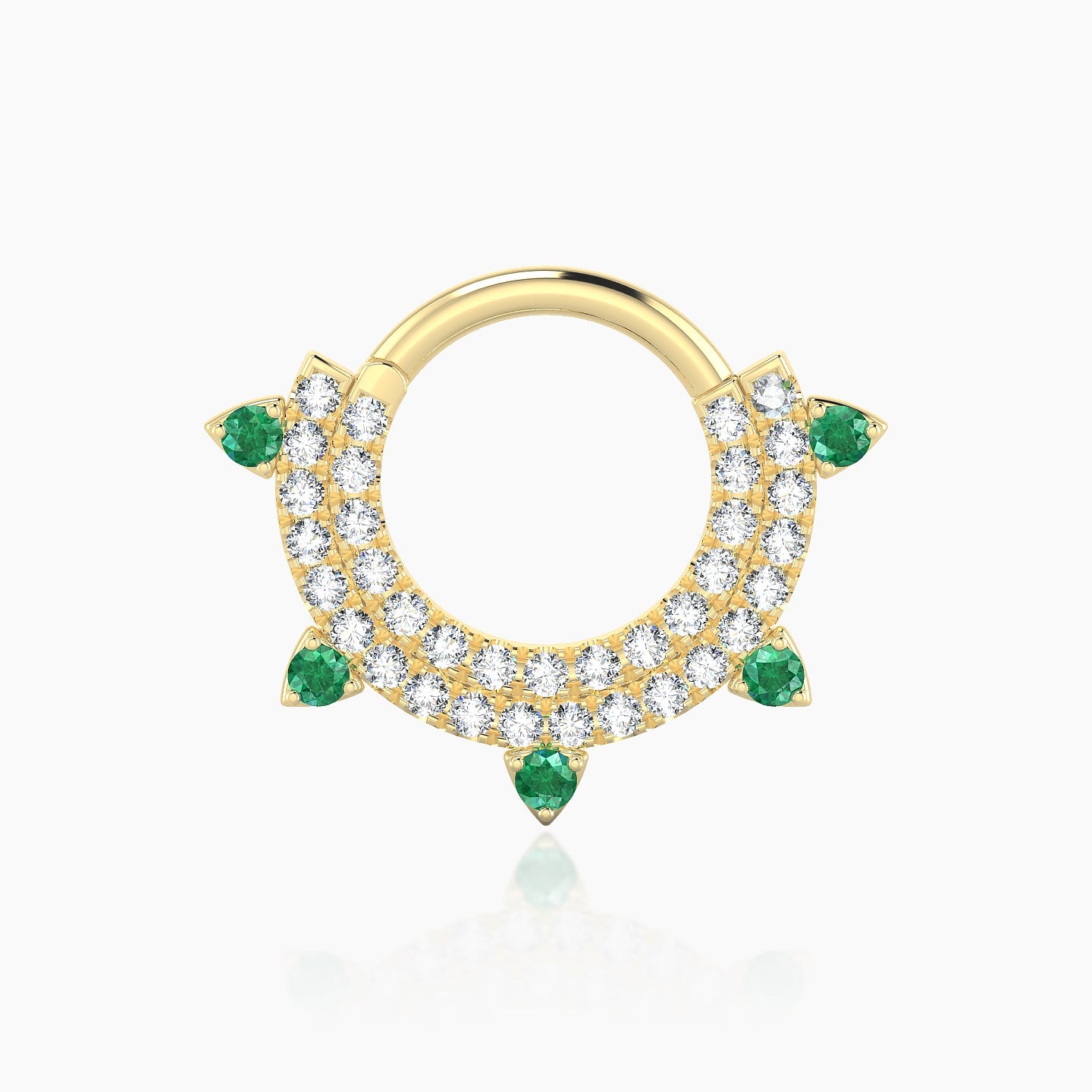 Saga | 18k Yellow Gold 8 mm Emerald & Diamond Septum Piercing