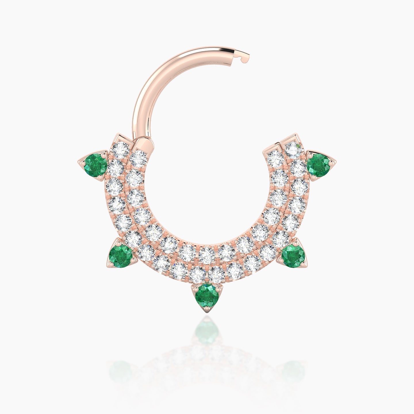 Saga | 18k Rose Gold 8 mm Emerald & Diamond Septum Piercing