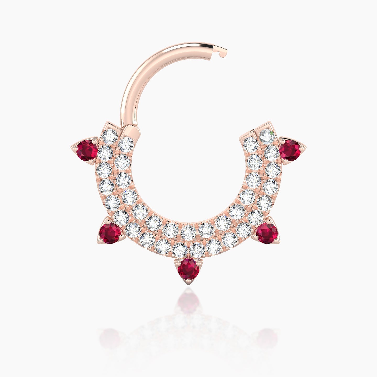 Saga | 18k Rose Gold 8 mm Ruby & Diamond Septum Piercing