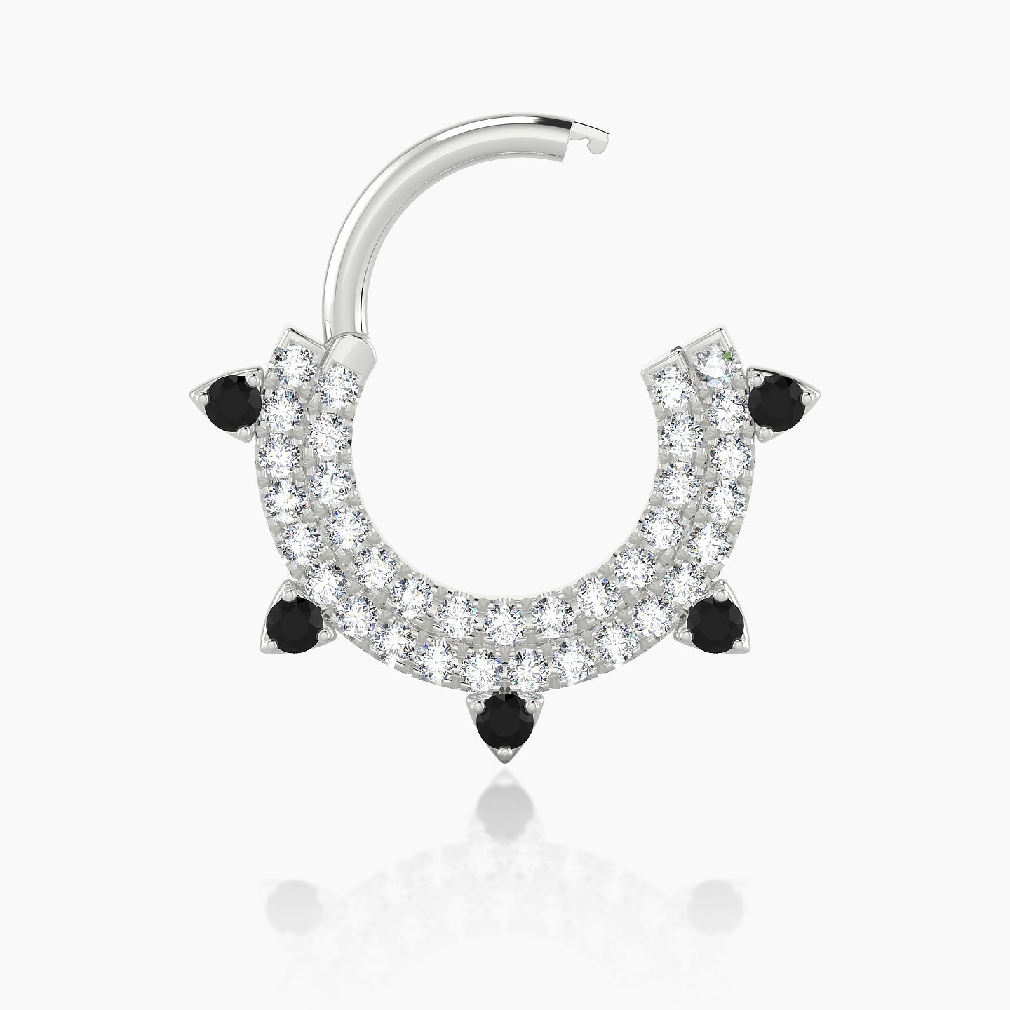 Saga | 18k White Gold 8 mm Black Diamond & Diamond Septum Piercing