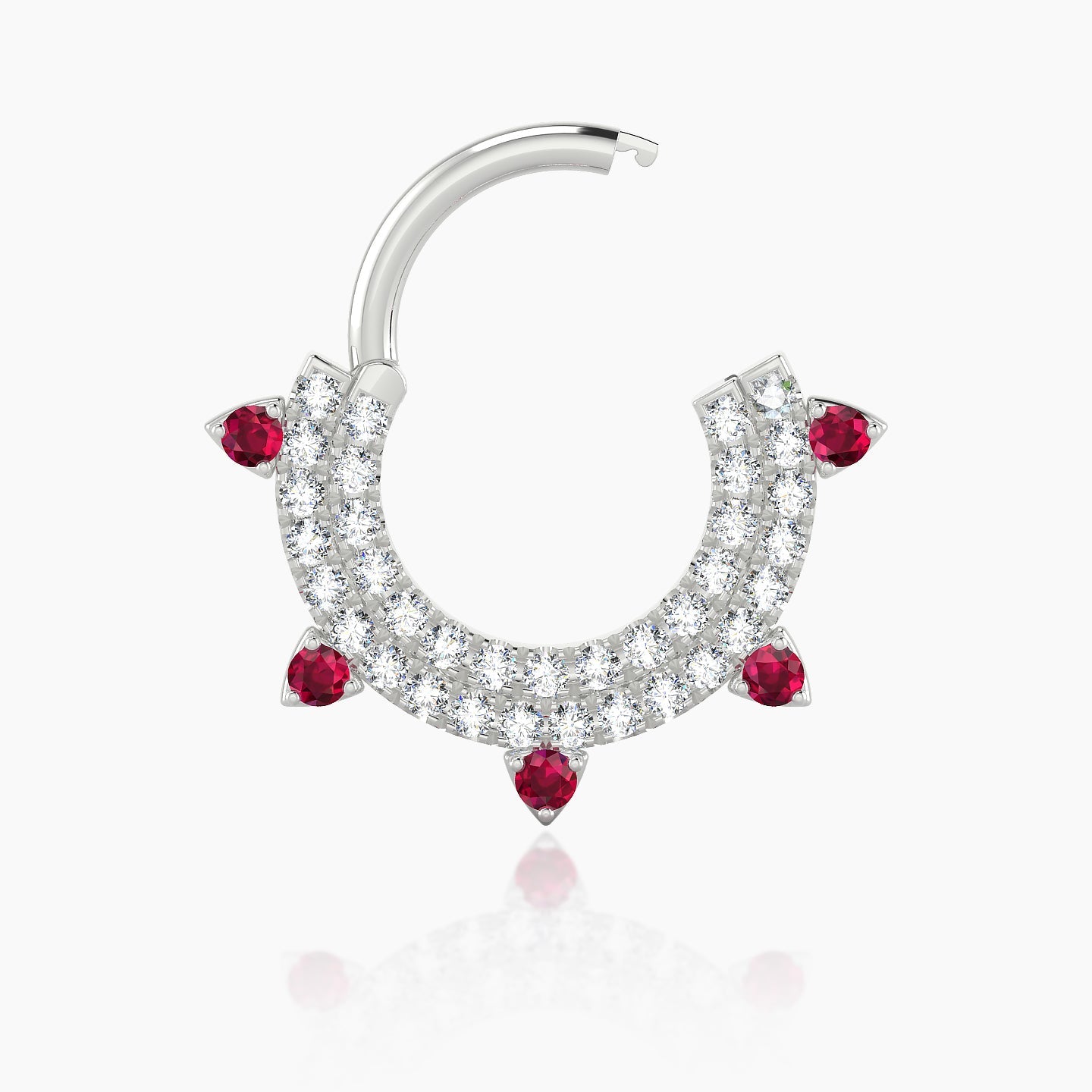 Saga | 18k White Gold 8 mm Ruby & Diamond Septum Piercing