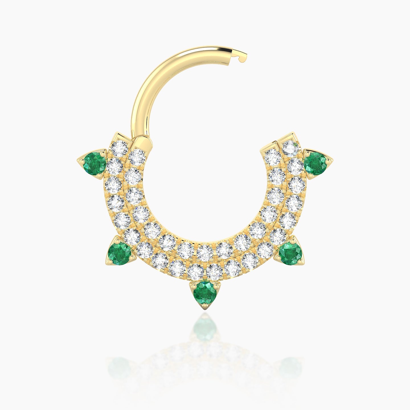 Saga | 18k Yellow Gold 8 mm Emerald & Diamond Septum Piercing