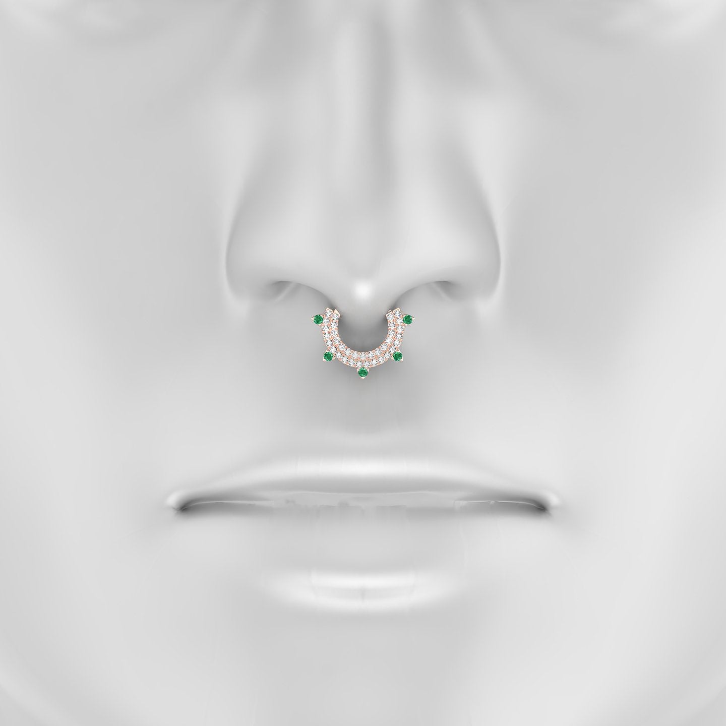 Saga | 18k Rose Gold 8 mm Emerald & Diamond Septum Piercing