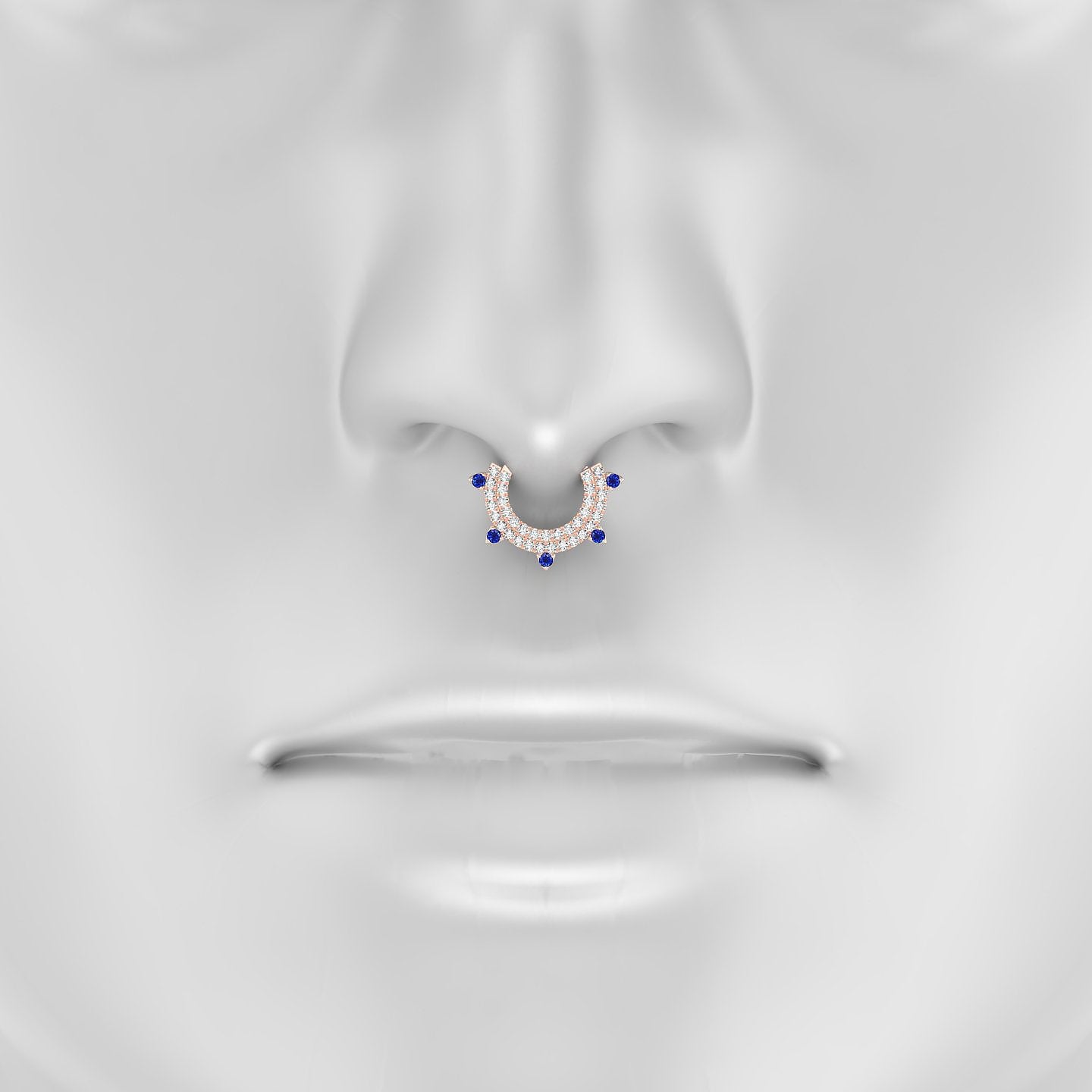 Saga | 18k Rose Gold 8 mm Sapphire & Diamond Septum Piercing