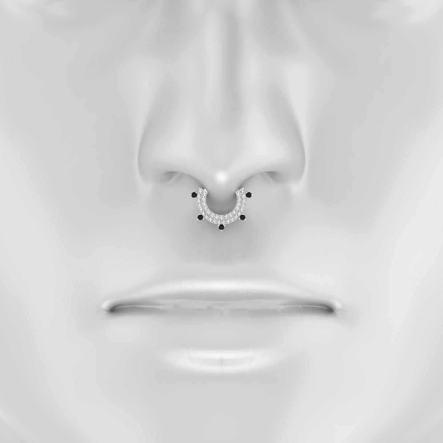 Saga | 18k White Gold 8 mm Black Diamond & Diamond Septum Piercing