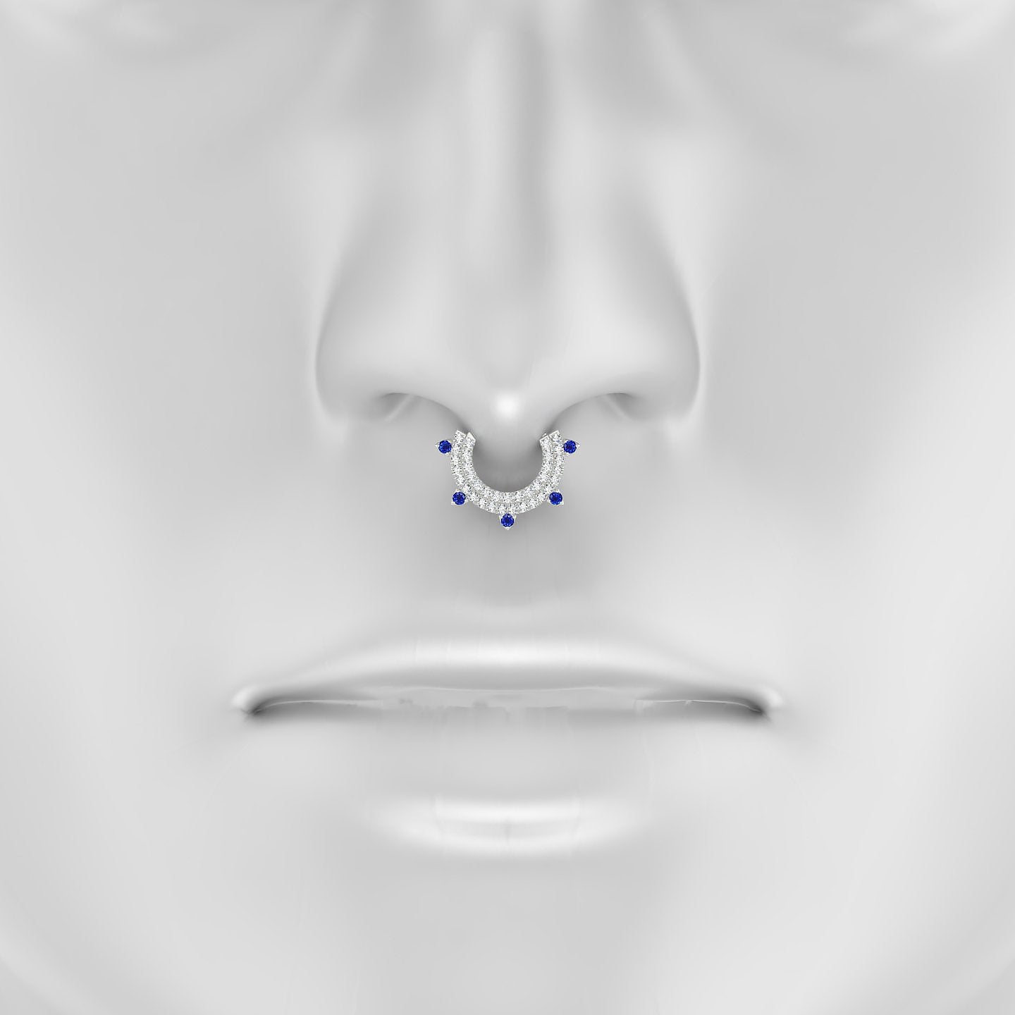 Saga | 18k White Gold 8 mm Sapphire & Diamond Septum Piercing