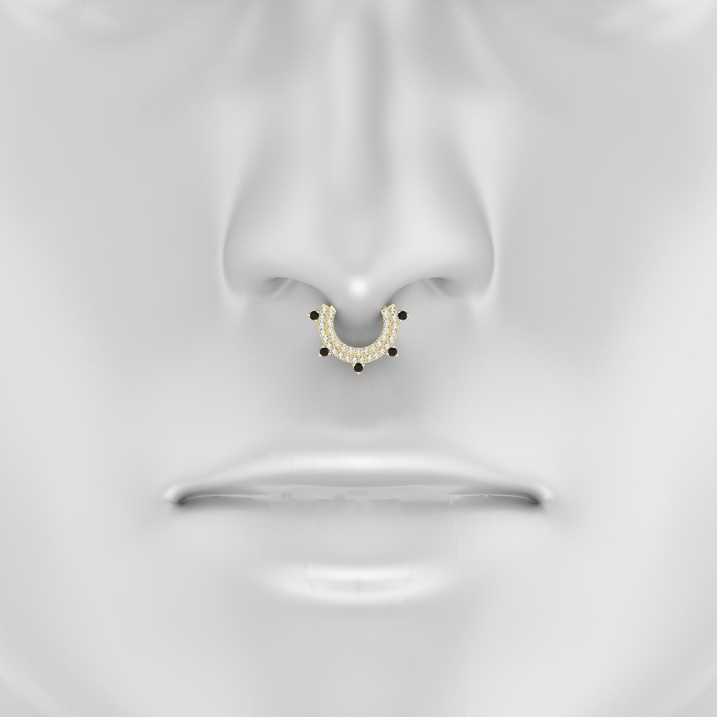 Saga | 18k Yellow Gold 8 mm Black Diamond & Diamond Septum Piercing