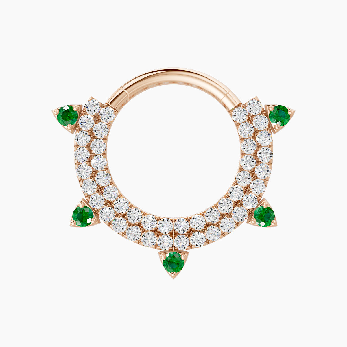 Saga | 18k Rose Gold 9.5 mm Emerald & Diamond Daith Piercing