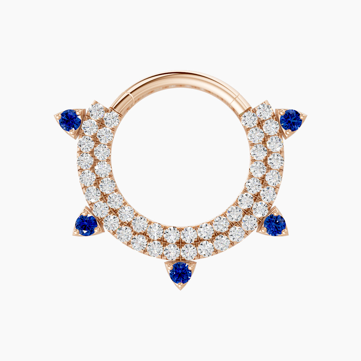 Saga | 18k Rose Gold 9.5 mm Sapphire & Diamond Daith Piercing