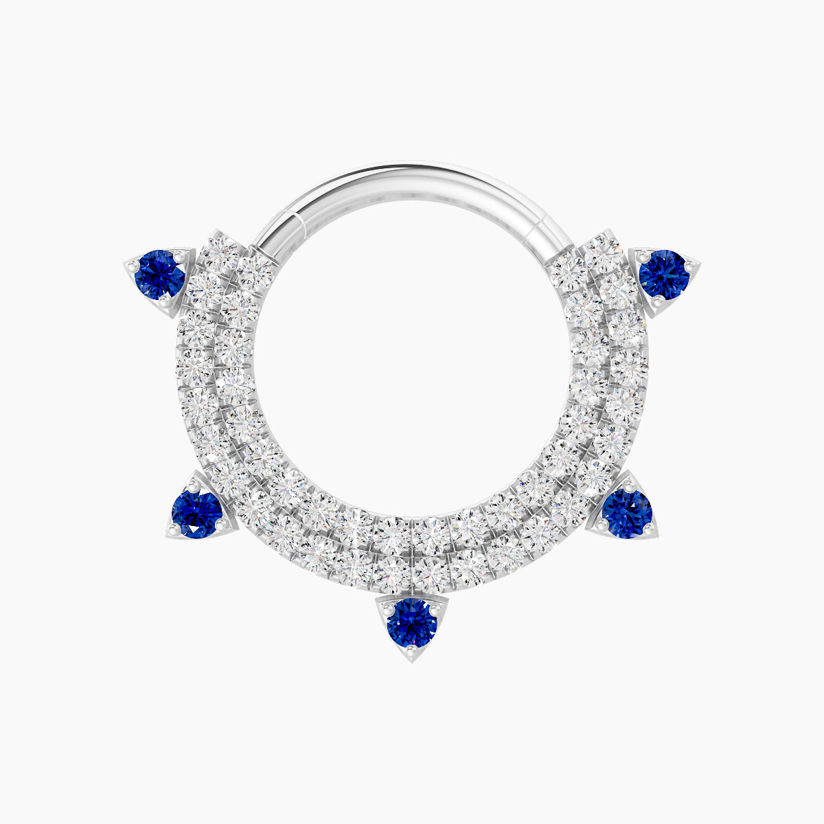 Saga | 18k White Gold 9.5 mm Sapphire & Diamond Daith Piercing