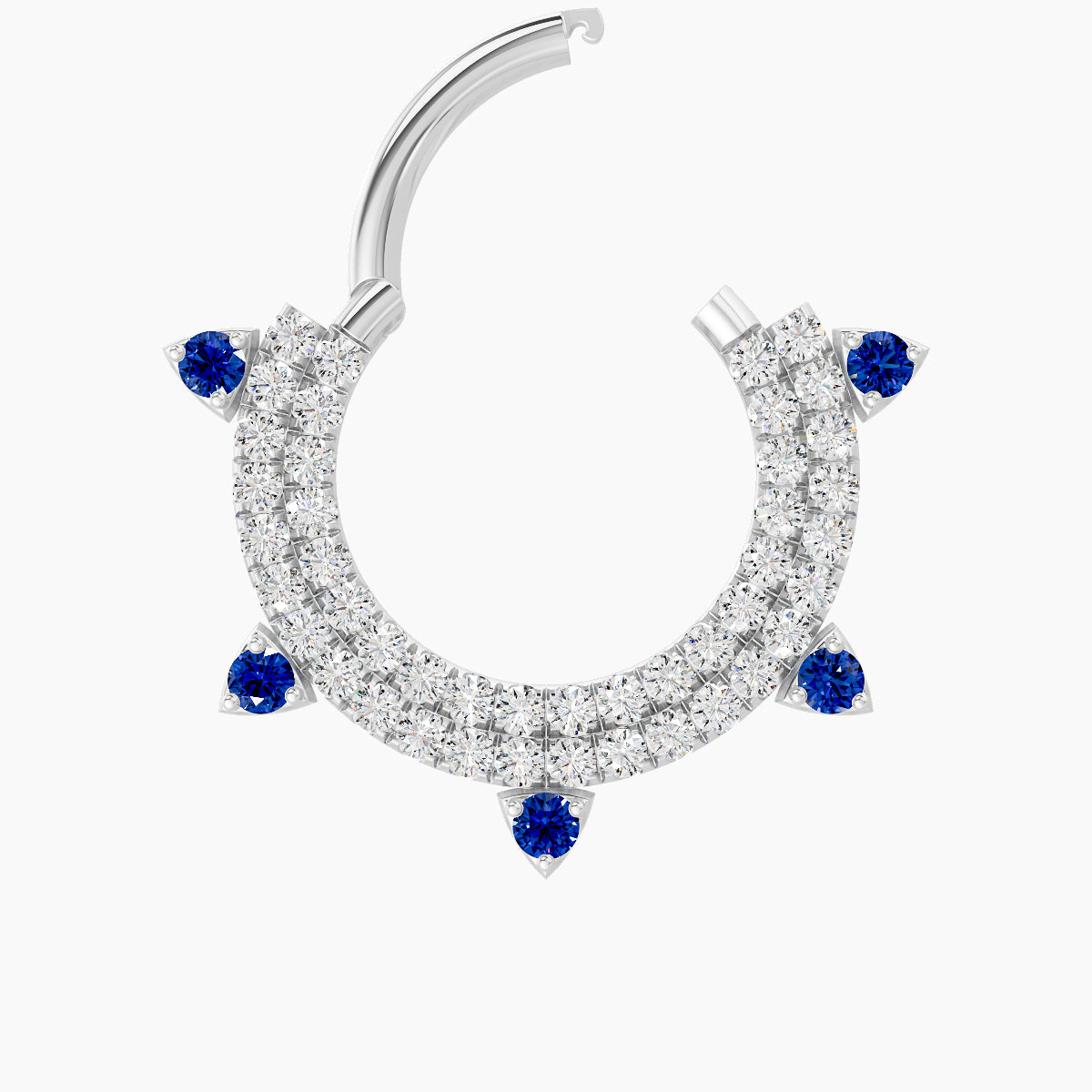 Saga | 18k White Gold 9.5 mm Sapphire & Diamond Daith Piercing