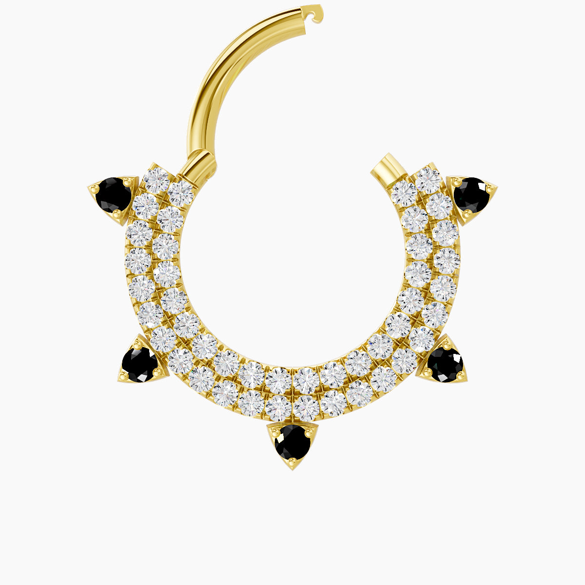 Saga | 18k Yellow Gold 9.5 mm Black Diamond & Diamond Daith Piercing