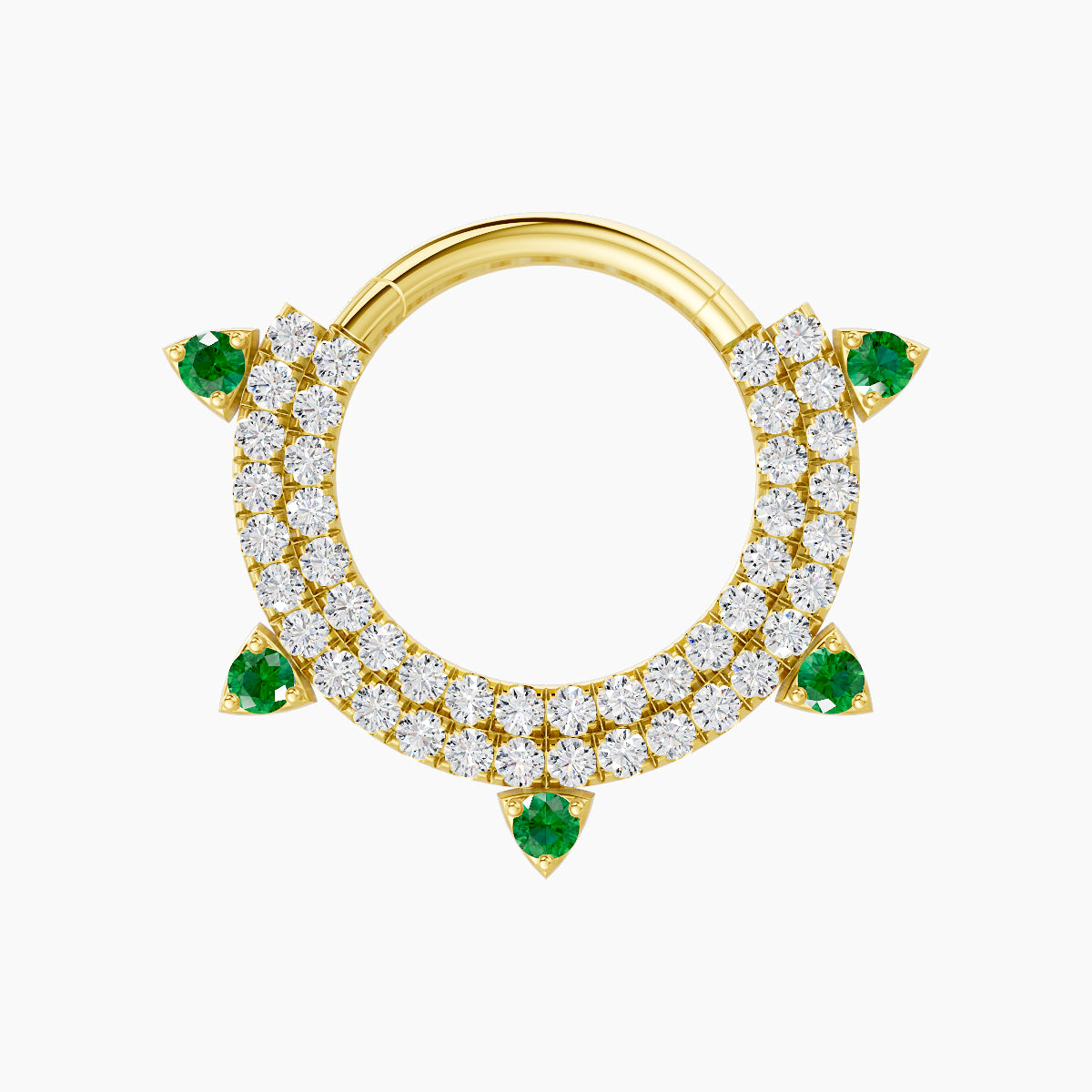 Saga | 18k Yellow Gold 9.5 mm Emerald & Diamond Daith Piercing