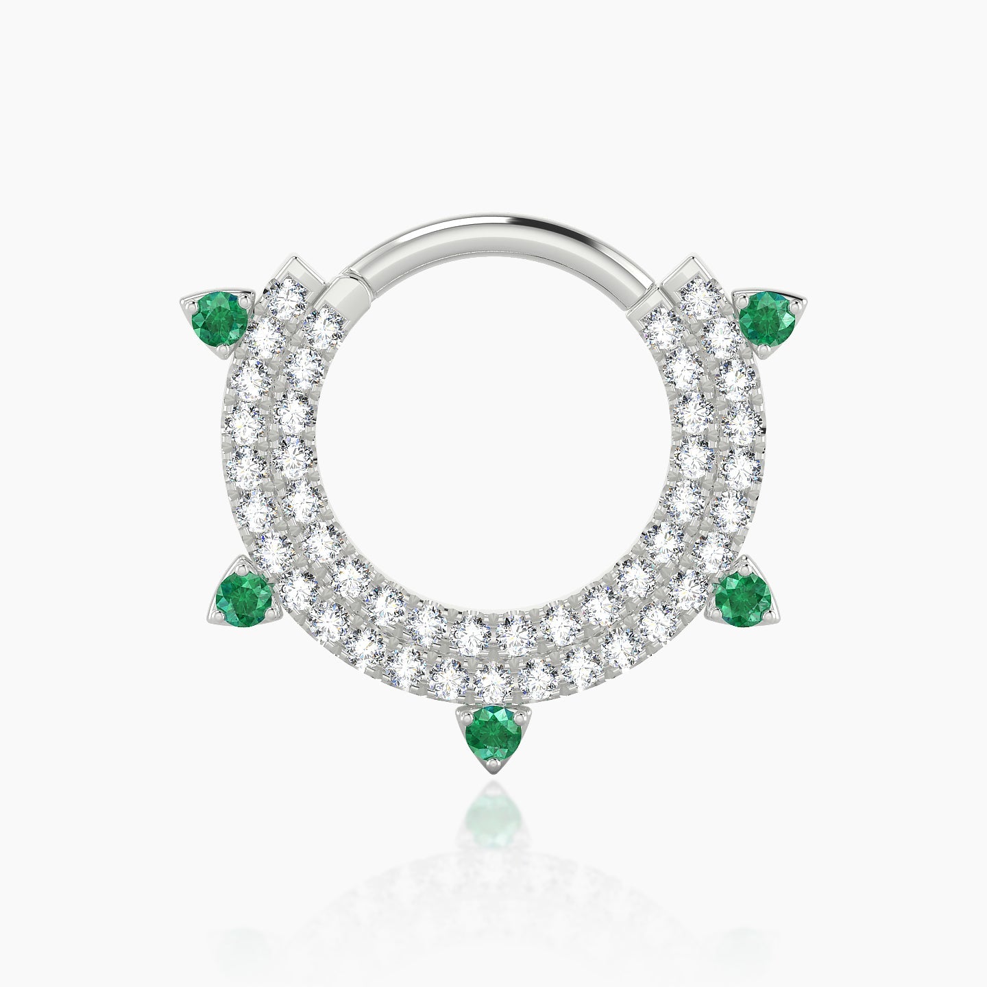 Saga | 18k White Gold 9.5 mm Emerald & Diamond Daith Piercing