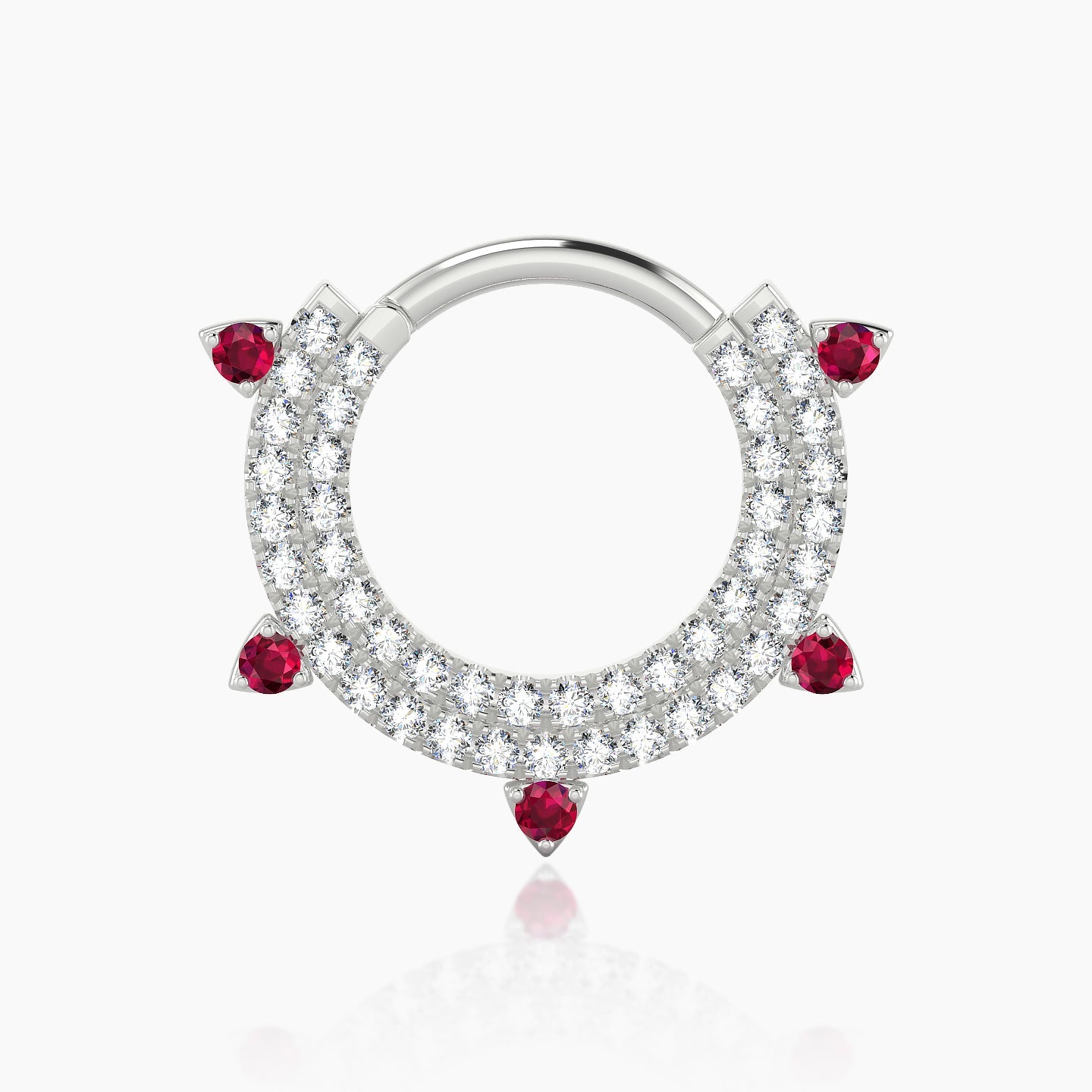 Saga | 18k White Gold 9.5 mm Ruby & Diamond Daith Piercing