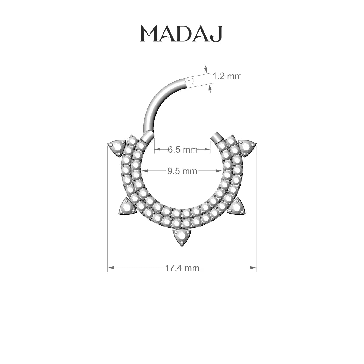 Saga | 18k Yellow Gold 9.5 mm Diamond Daith Piercing