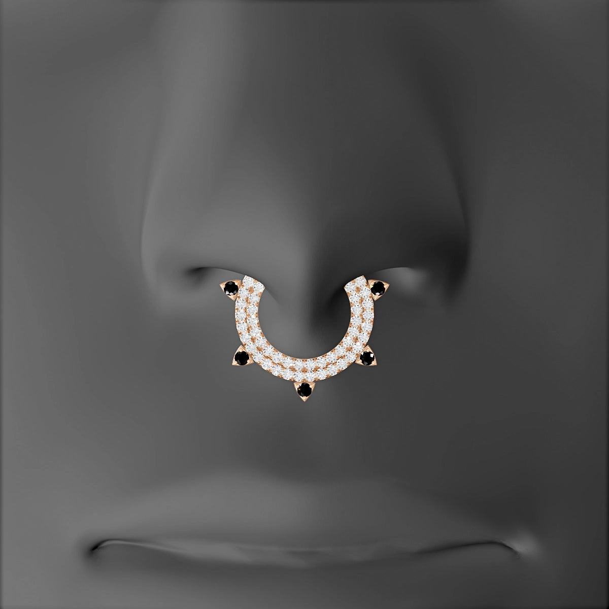 Saga | 18k Rose Gold 9.5 mm Black Diamond & Diamond Septum Piercing