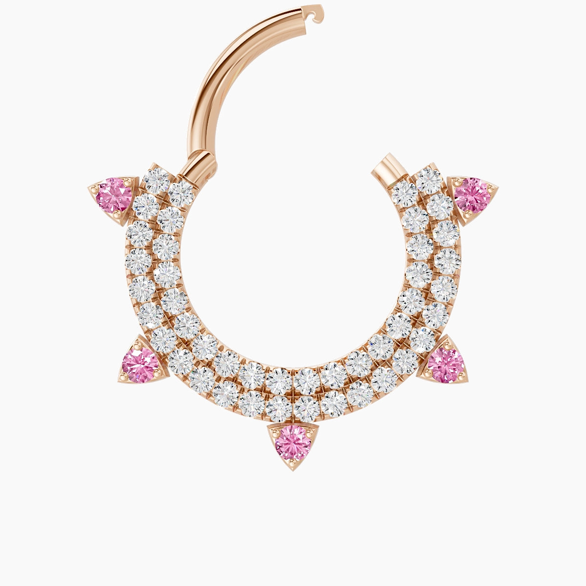 Saga | 18k Rose Gold 9.5 mm Pink Sapphire & Diamond Septum Piercing