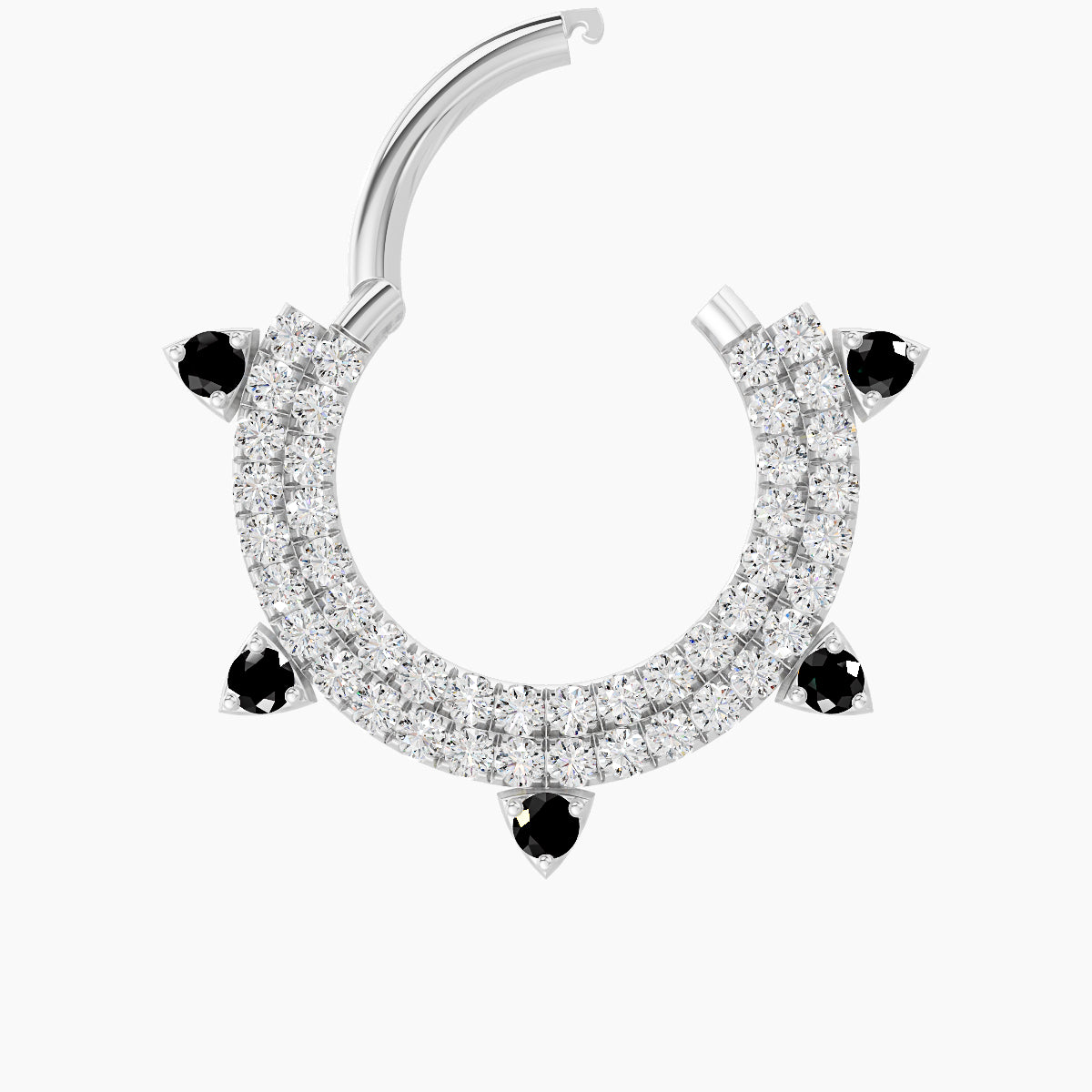 Saga | 18k White Gold 9.5 mm Black Diamond & Diamond Septum Piercing