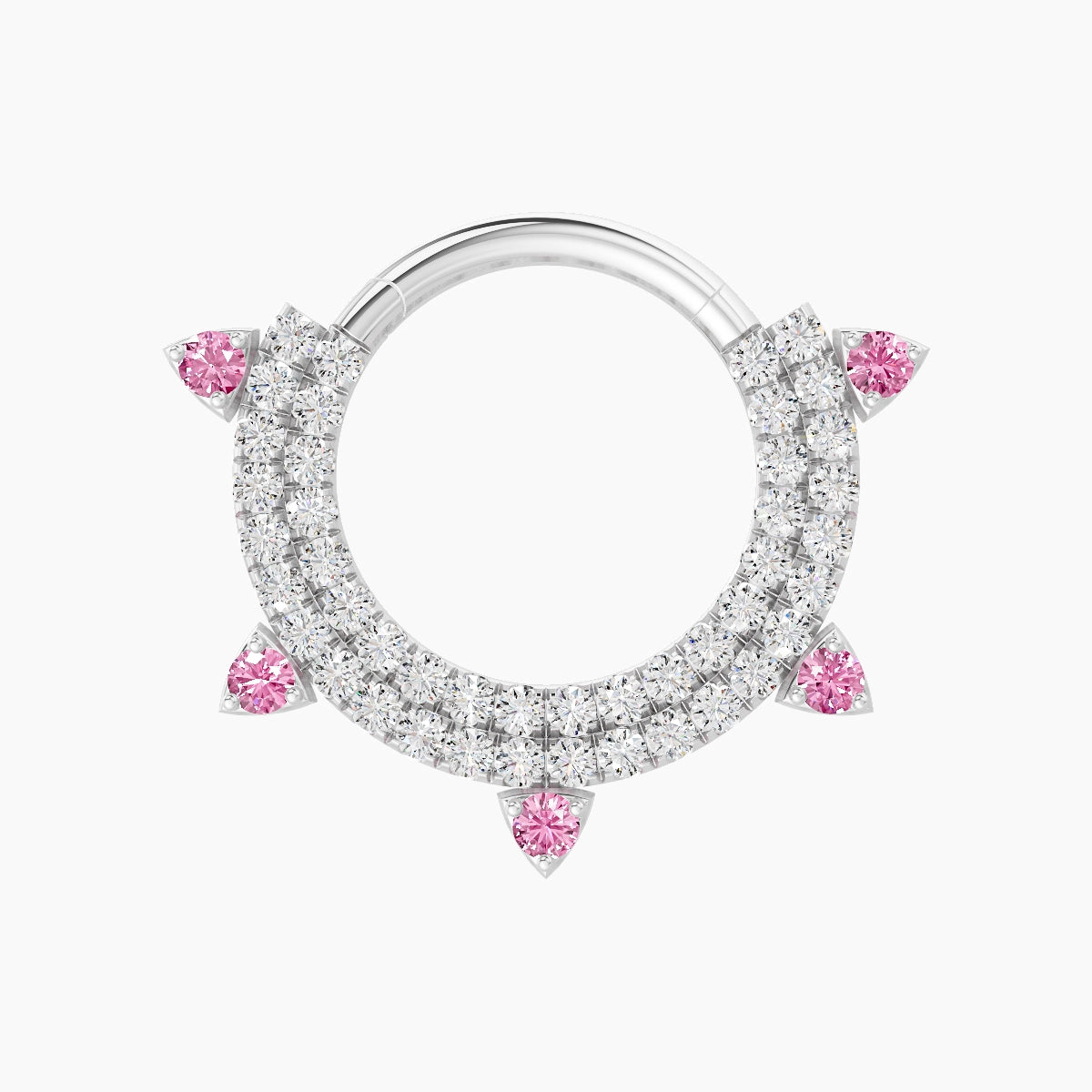 Saga | 18k White Gold 9.5 mm Pink Sapphire & Diamond Septum Piercing