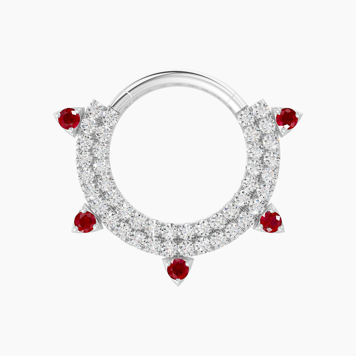 Saga | 18k White Gold 9.5 mm Ruby & Diamond Septum Piercing
