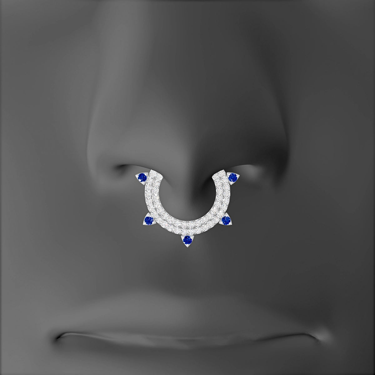 Saga | 18k White Gold 9.5 mm Sapphire & Diamond Septum Piercing