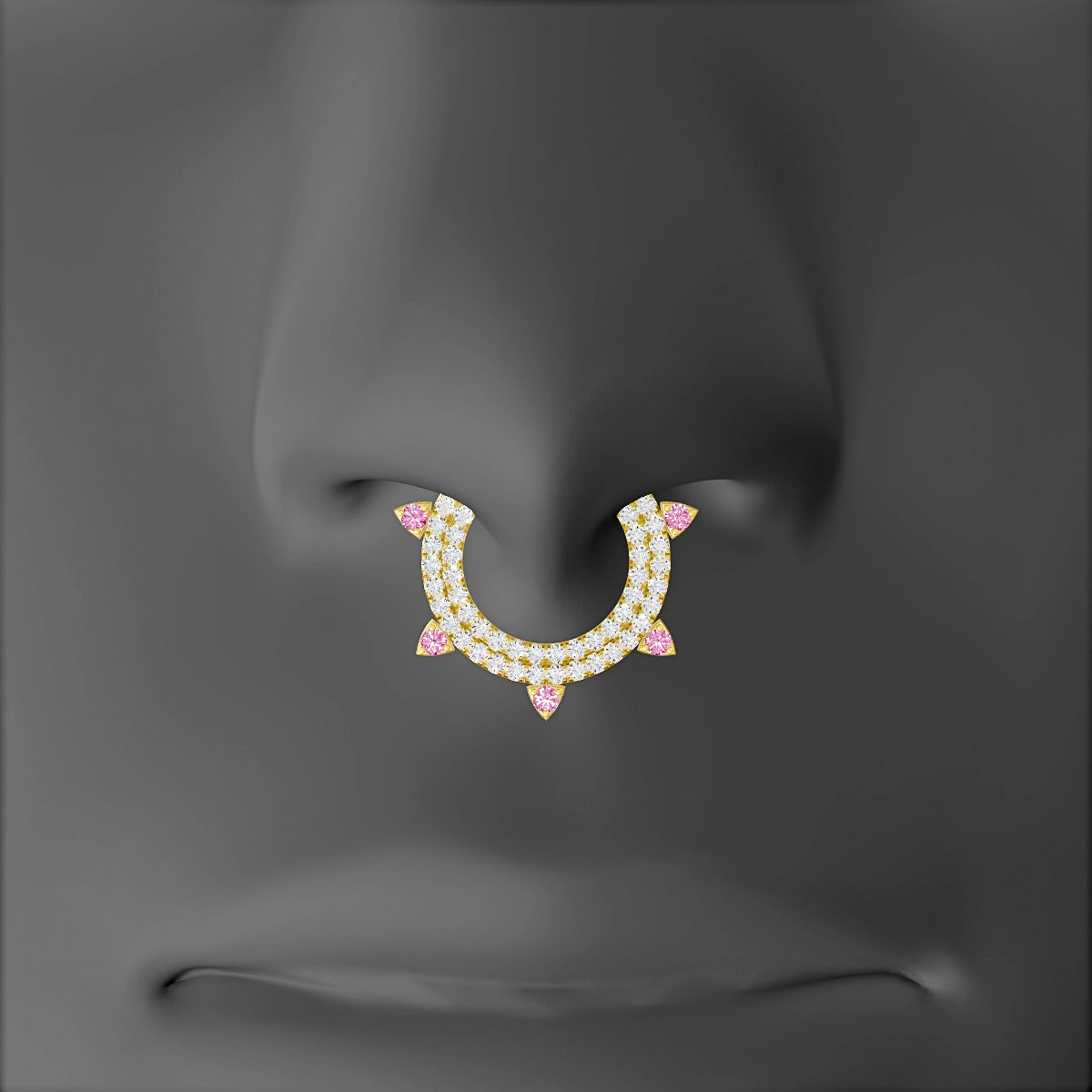 Saga | 18k Yellow Gold 9.5 mm Pink Sapphire & Diamond Septum Piercing