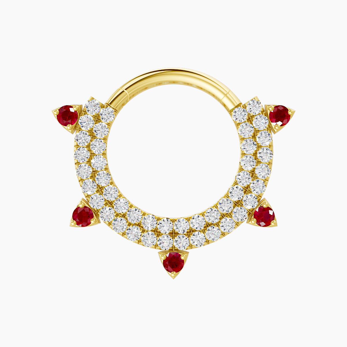 Saga | 18k Yellow Gold 9.5 mm Ruby & Diamond Septum Piercing