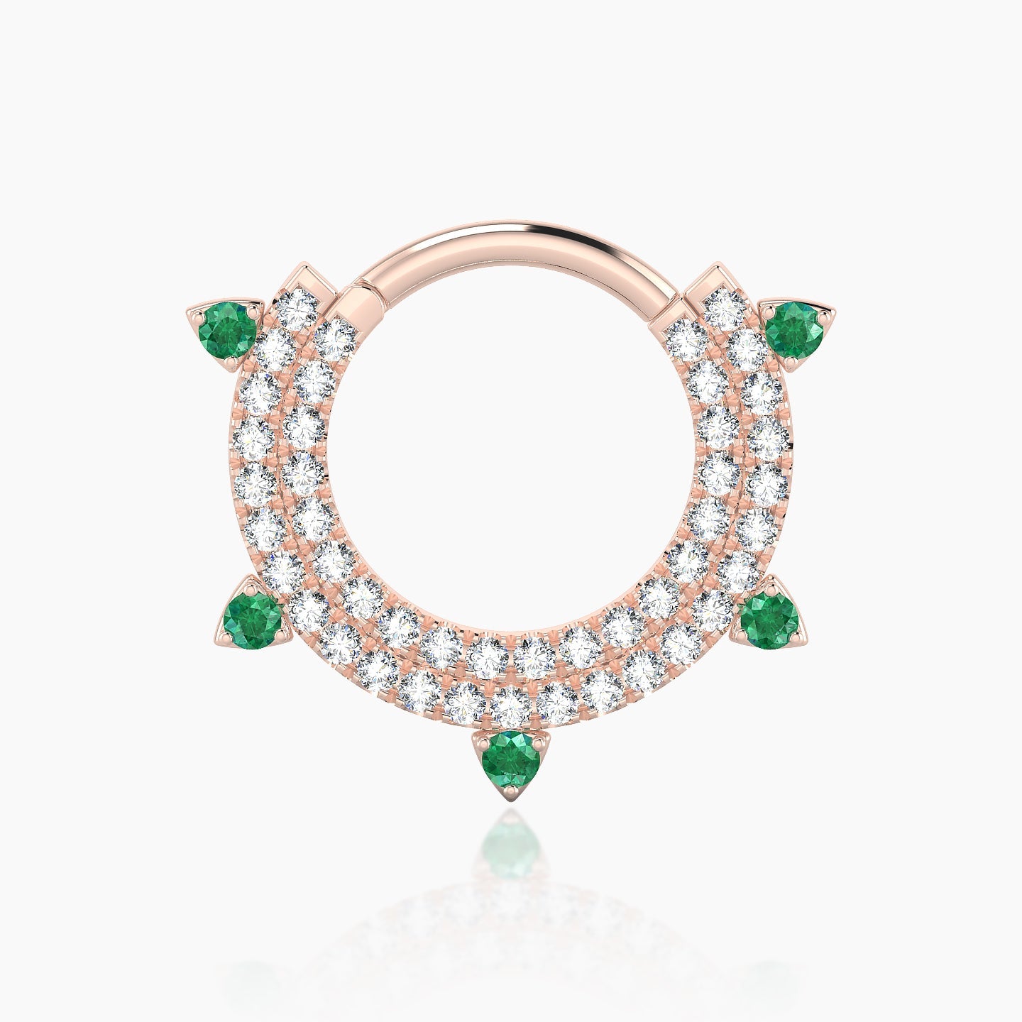 Saga | 18k Rose Gold 9.5 mm Emerald & Diamond Septum Piercing