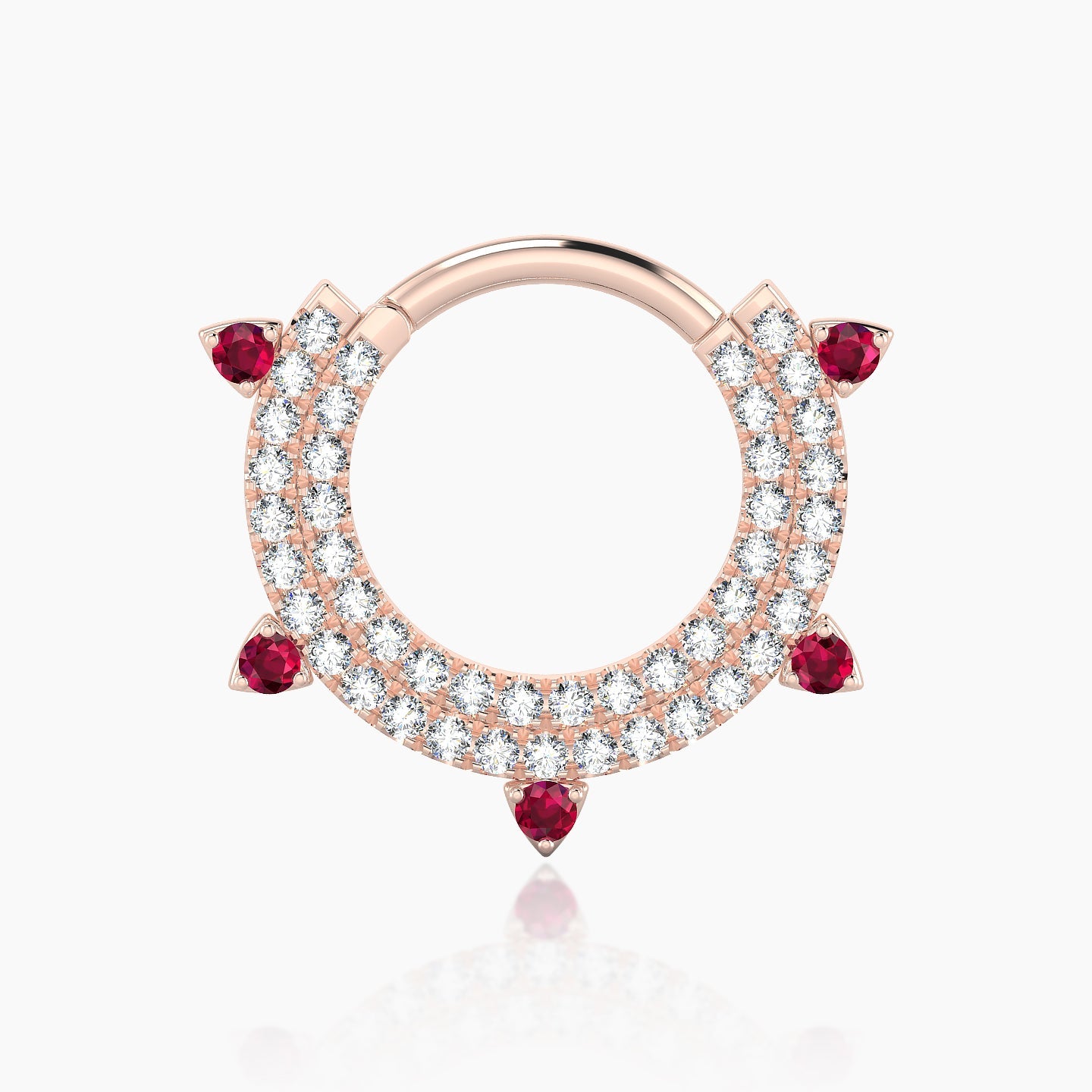 Saga | 18k Rose Gold 9.5 mm Ruby & Diamond Septum Piercing