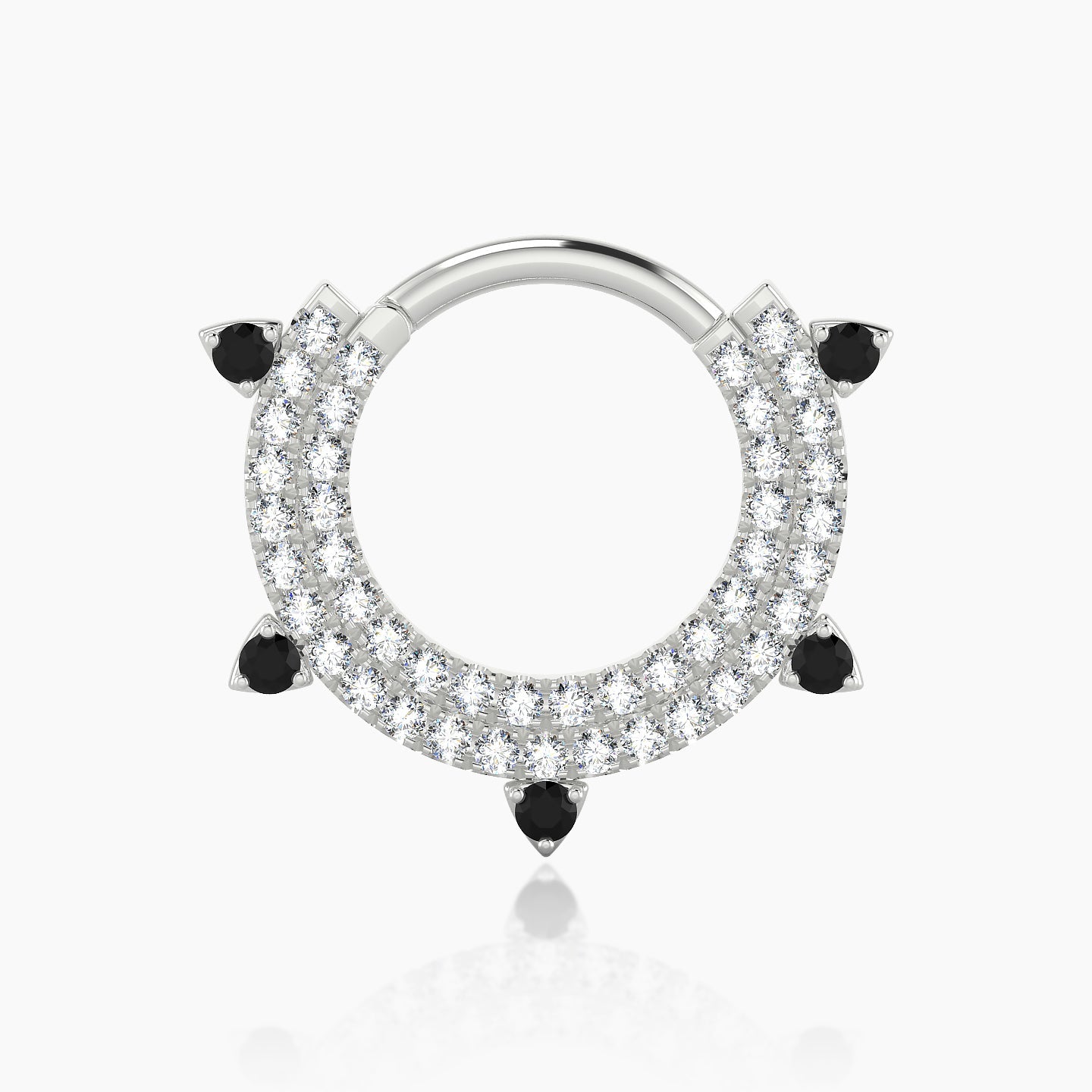 Saga | 18k White Gold 9.5 mm Black Diamond & Diamond Septum Piercing