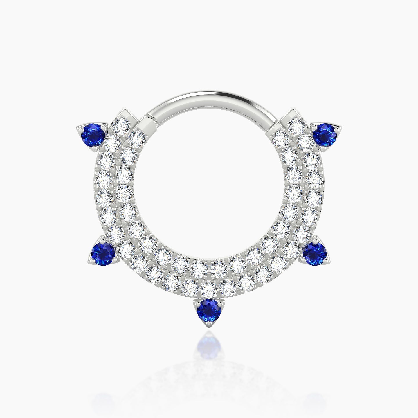 Saga | 18k White Gold 9.5 mm Sapphire & Diamond Septum Piercing