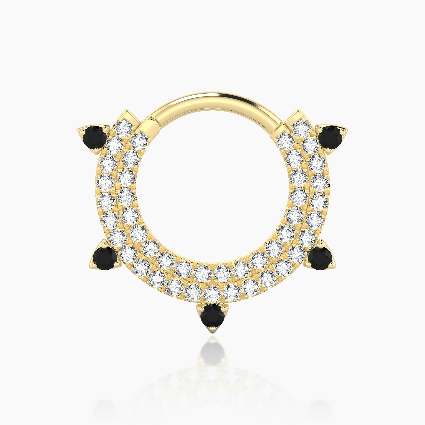 Saga | 18k Yellow Gold 9.5 mm Black Diamond & Diamond Septum Piercing