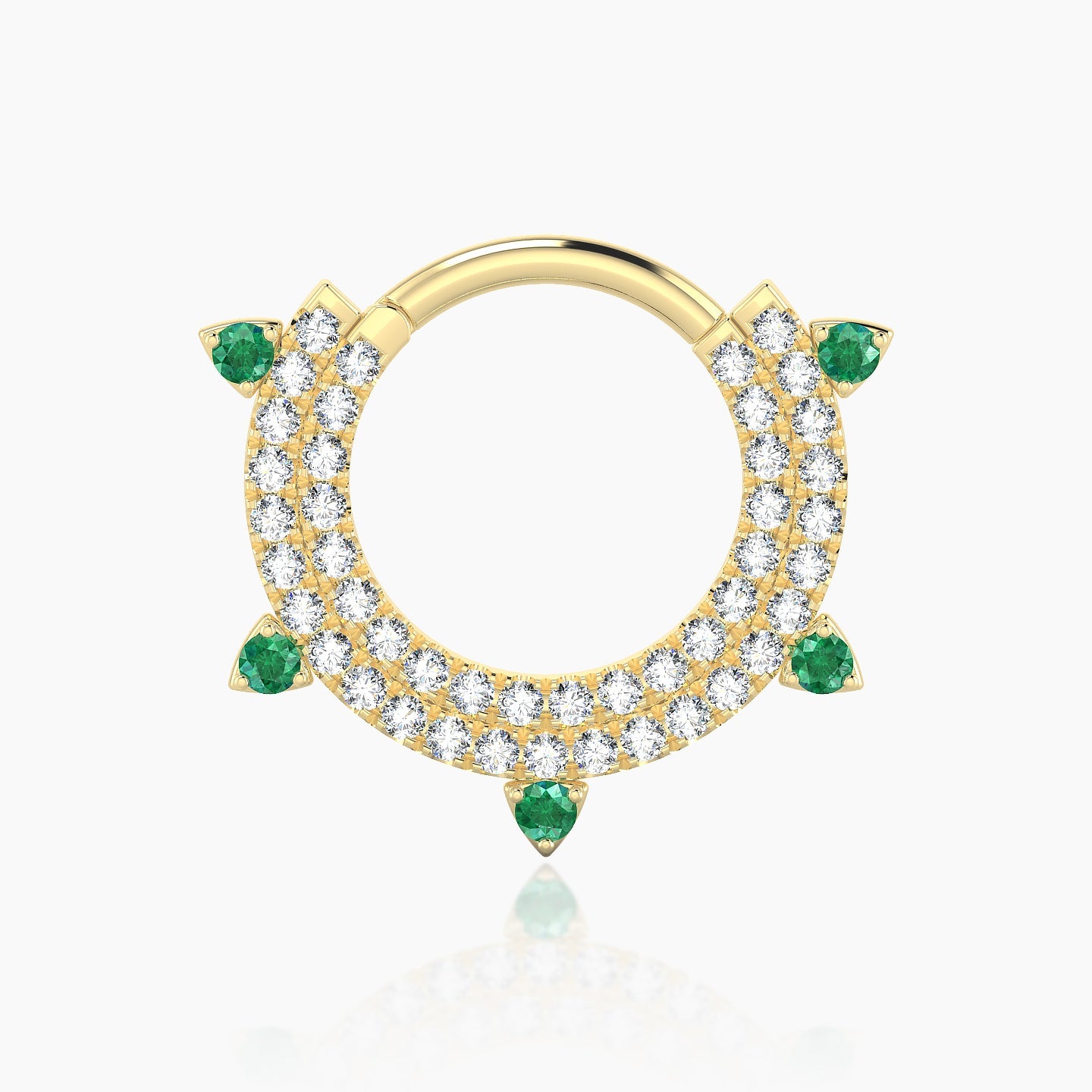 Saga | 18k Yellow Gold 9.5 mm Emerald & Diamond Septum Piercing