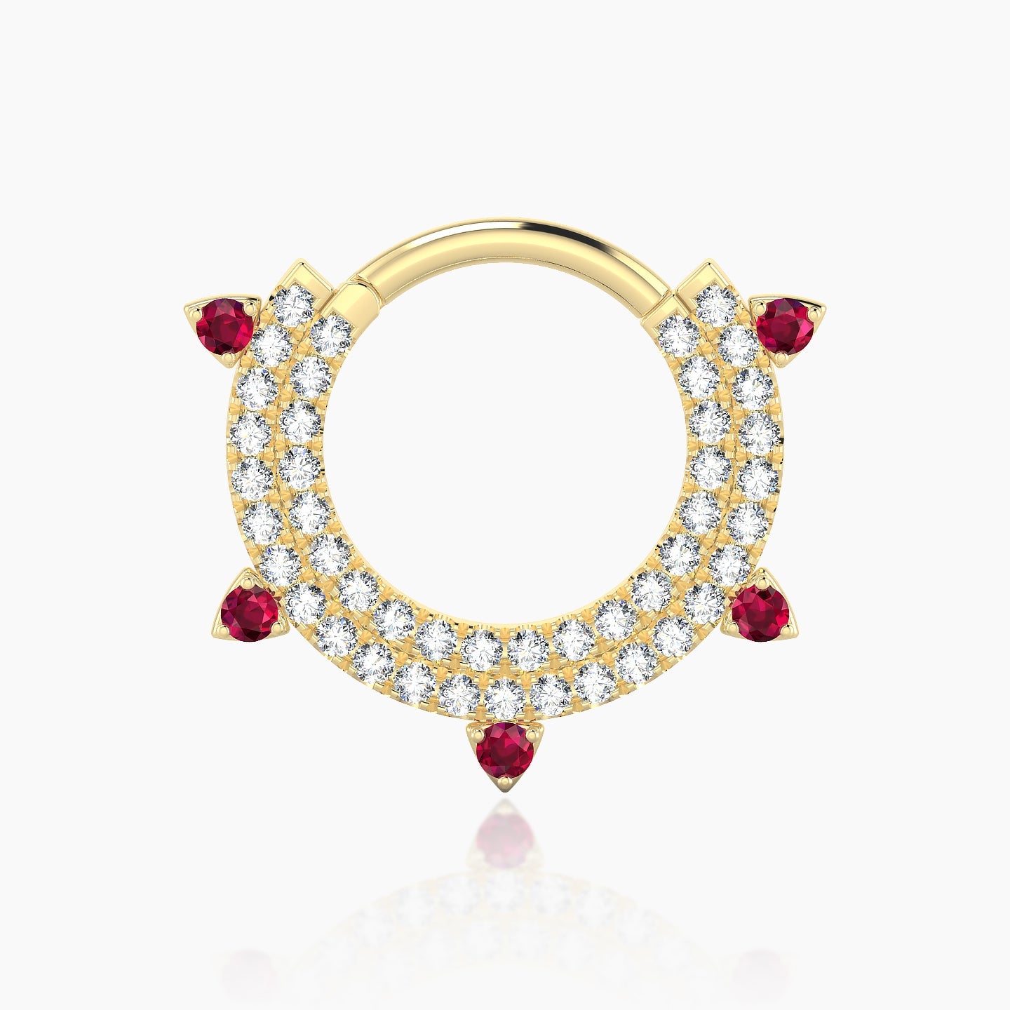 Saga | 18k Yellow Gold 9.5 mm Ruby & Diamond Septum Piercing