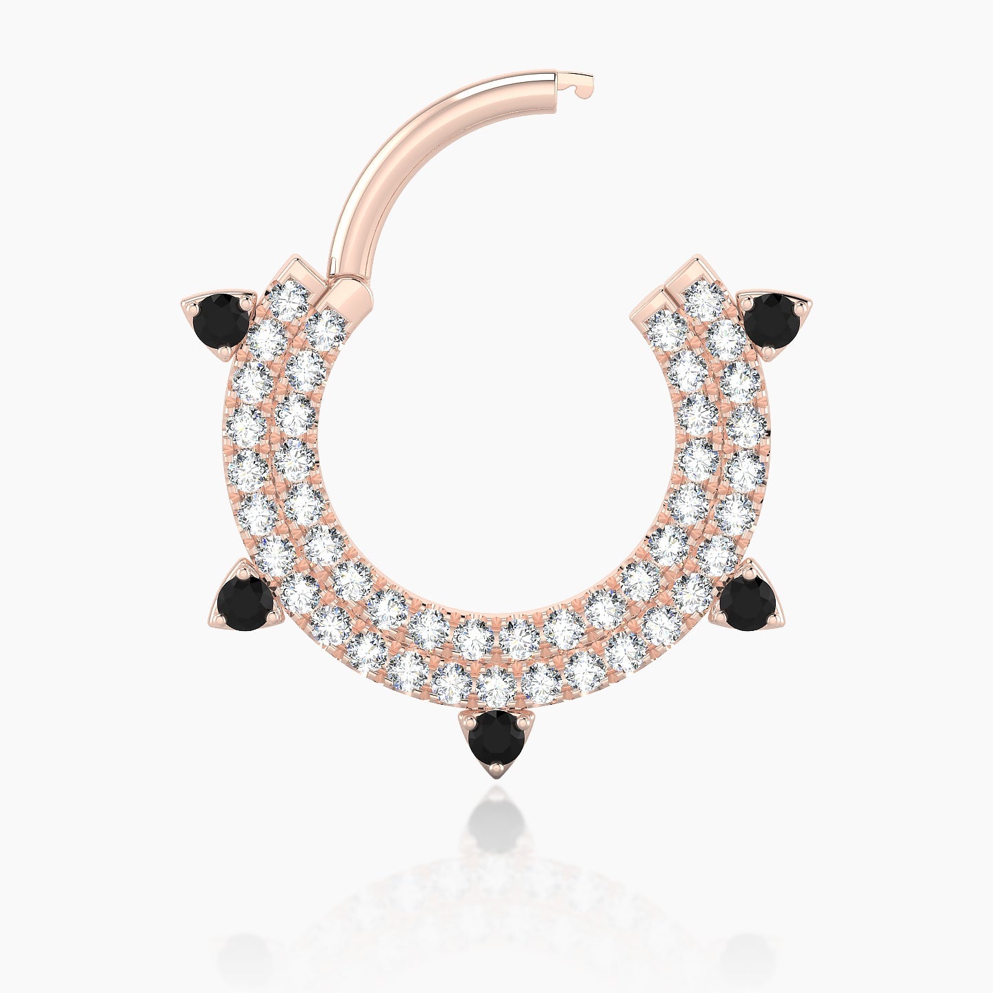 Saga | 18k Rose Gold 9.5 mm Black Diamond & Diamond Septum Piercing