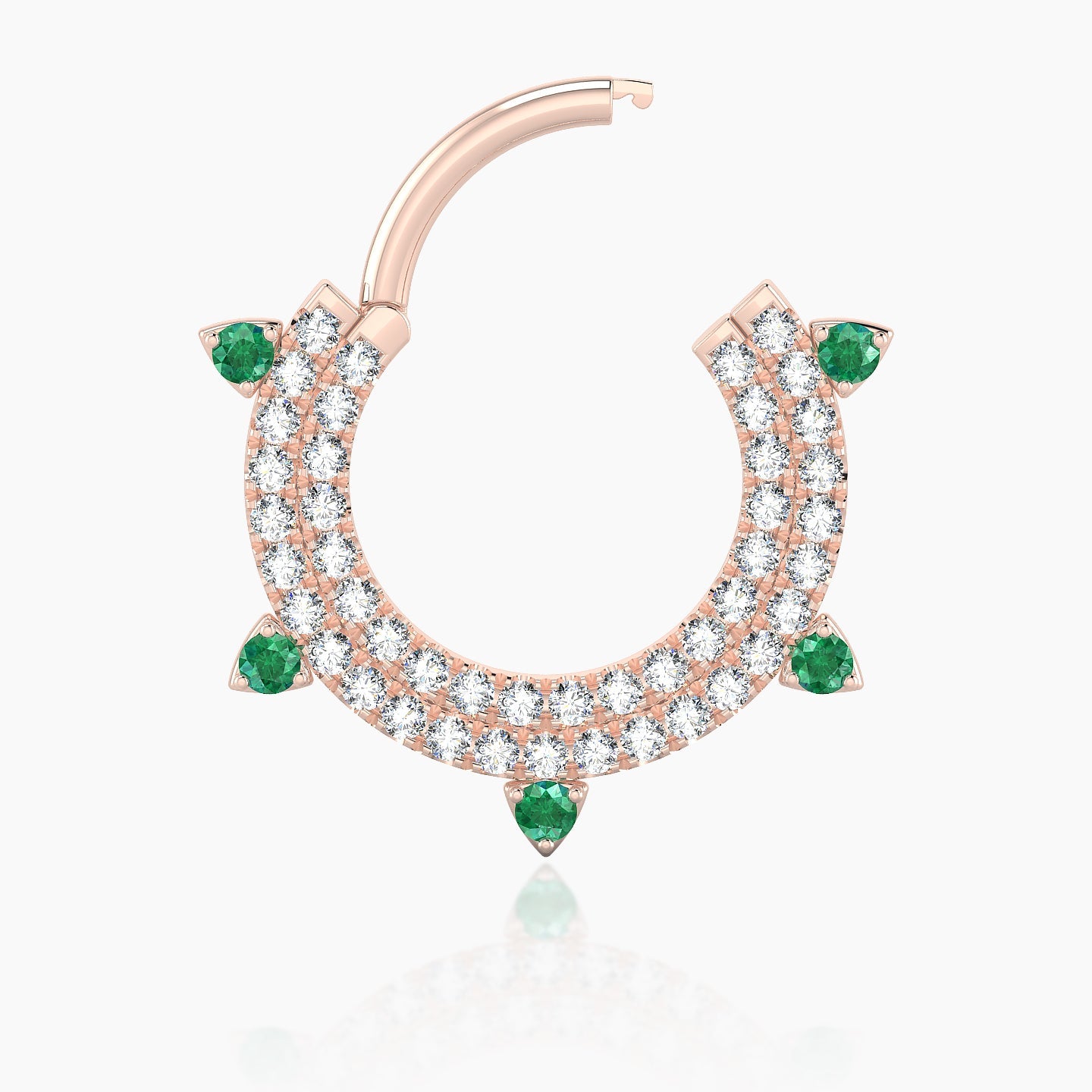 Saga | 18k Rose Gold 9.5 mm Emerald & Diamond Septum Piercing