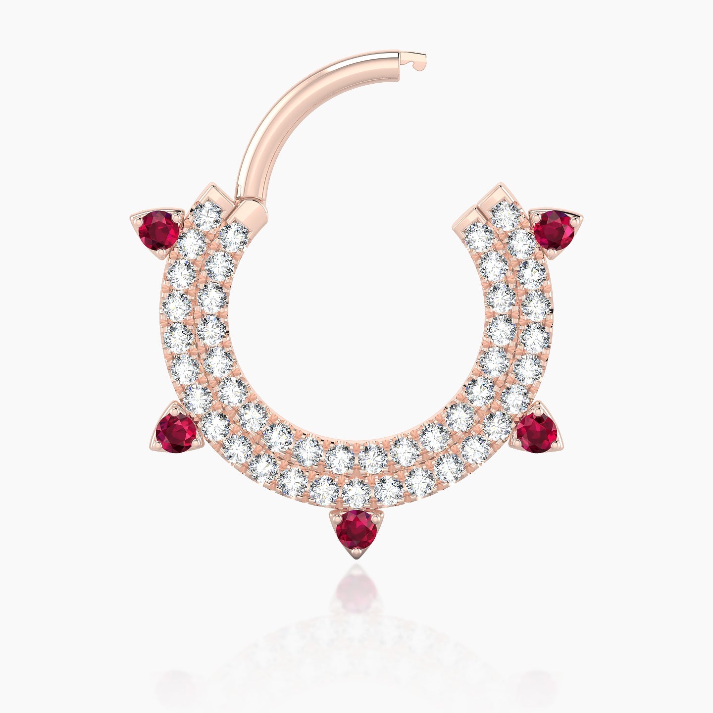 Saga | 18k Rose Gold 9.5 mm Ruby & Diamond Septum Piercing