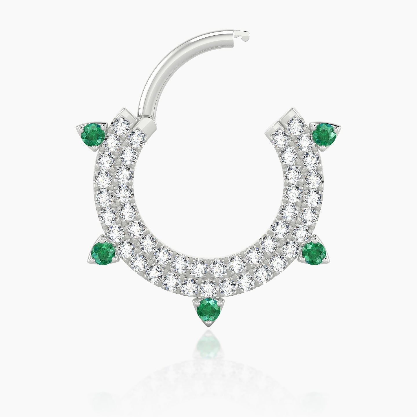 Saga | 18k White Gold 9.5 mm Emerald & Diamond Septum Piercing