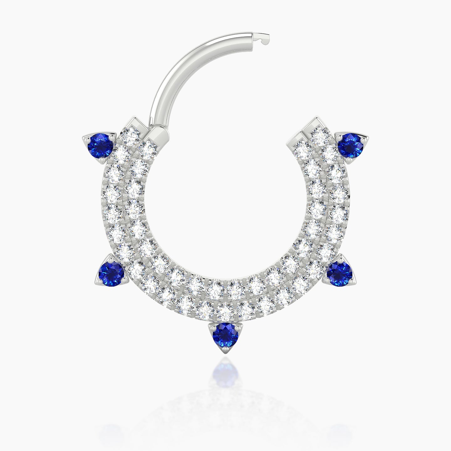 Saga | 18k White Gold 9.5 mm Sapphire & Diamond Septum Piercing