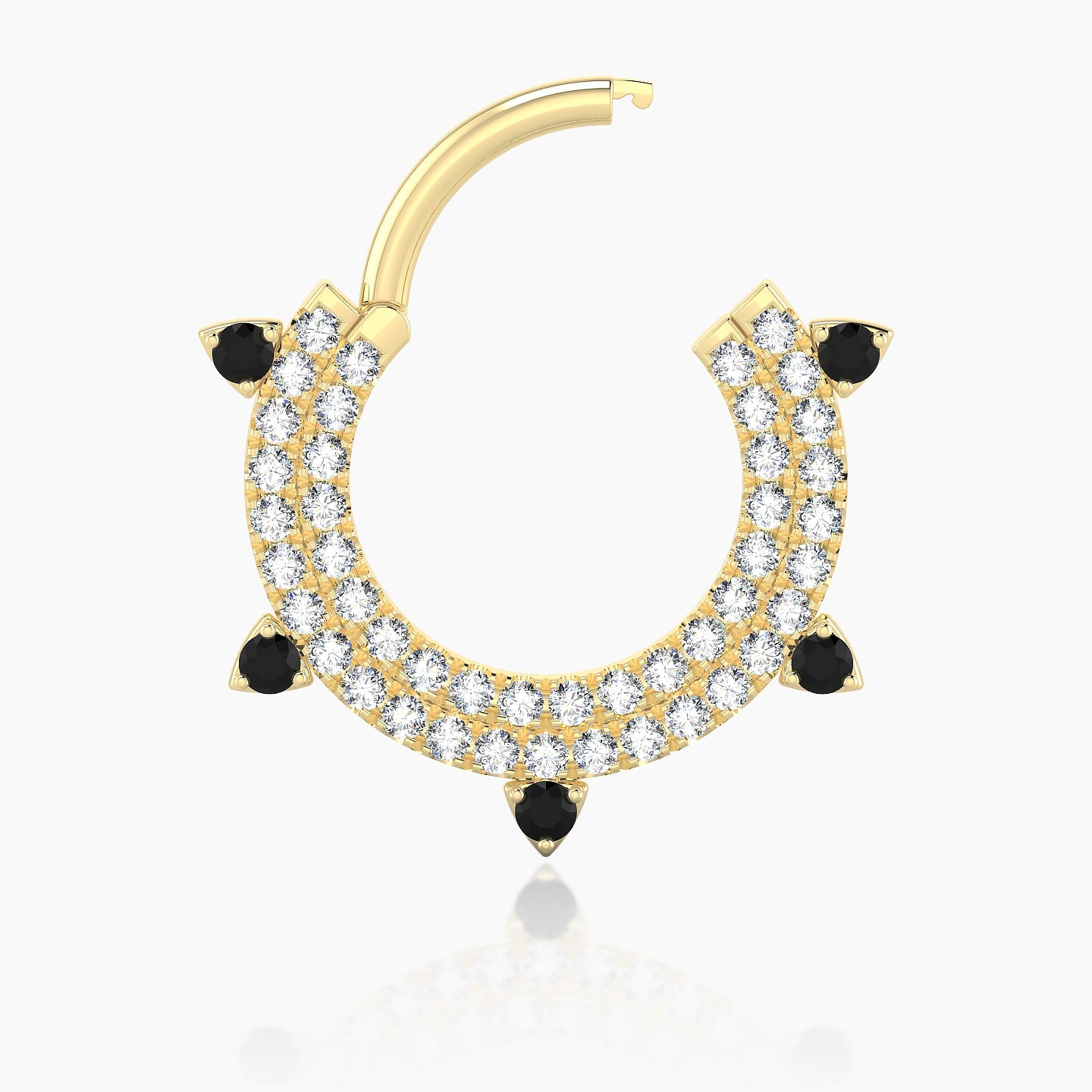 Saga | 18k Yellow Gold 9.5 mm Black Diamond & Diamond Septum Piercing