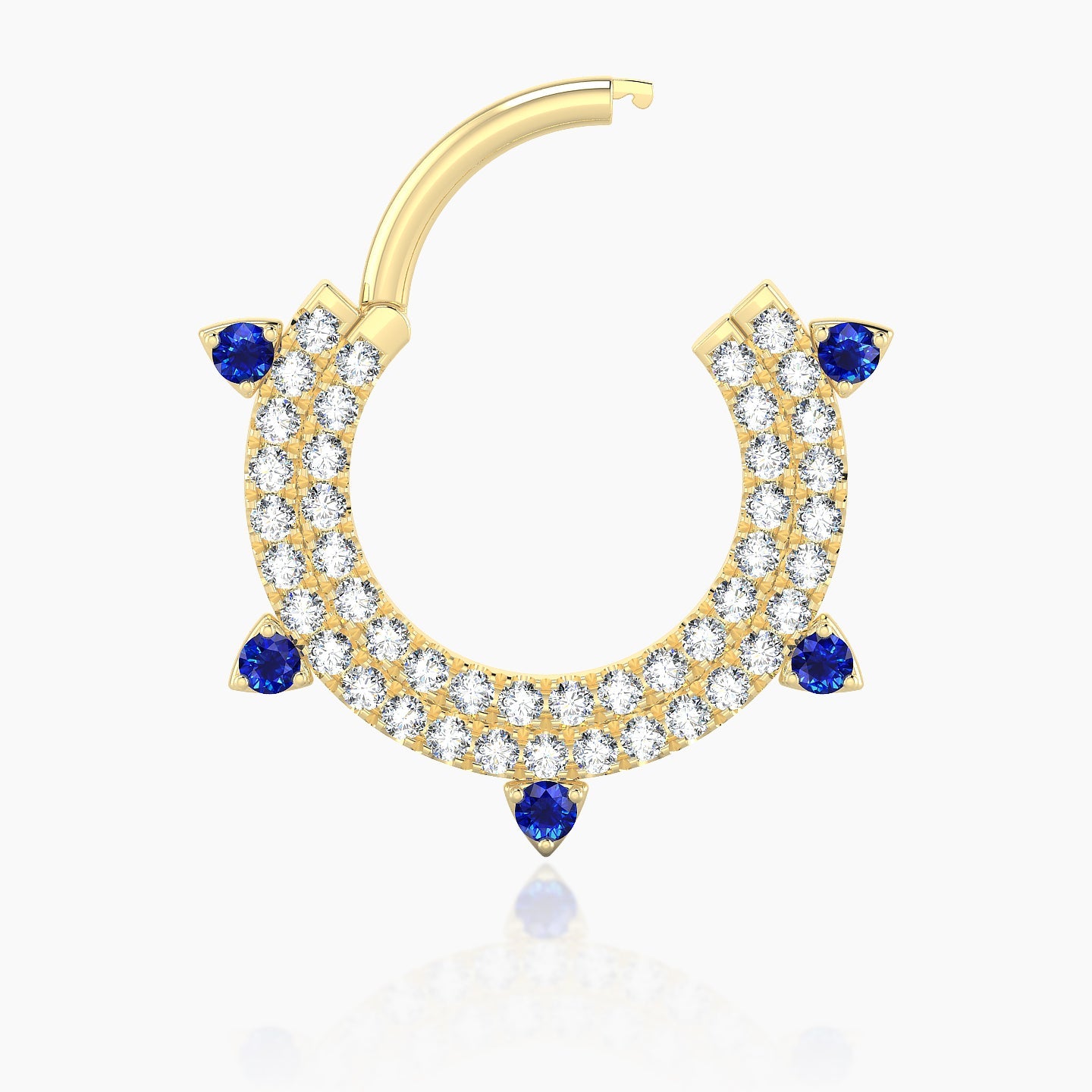 Saga | 18k Yellow Gold 9.5 mm Sapphire & Diamond Septum Piercing