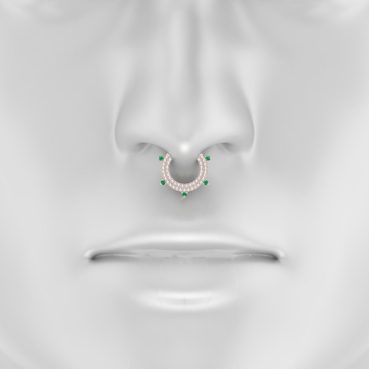 Saga | 18k Rose Gold 9.5 mm Emerald & Diamond Septum Piercing