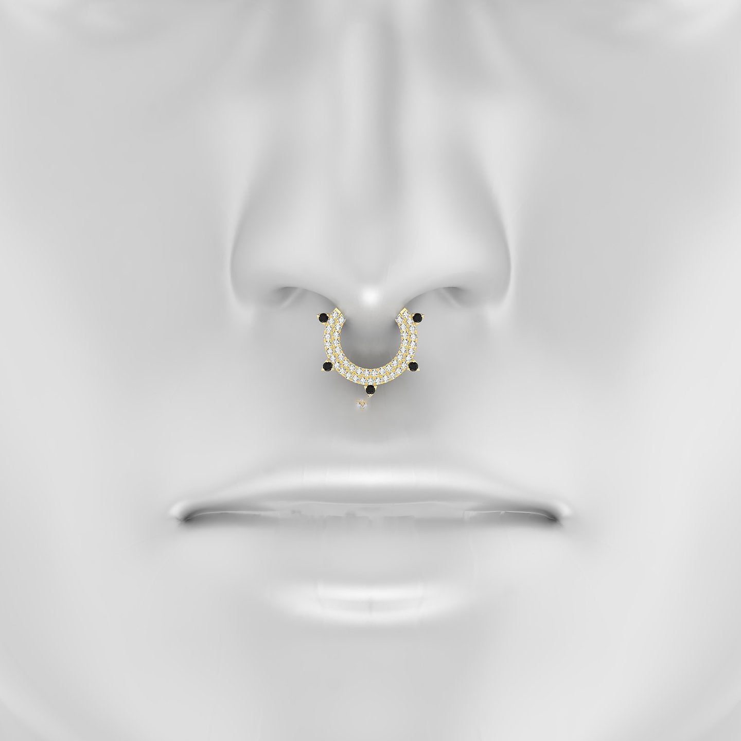 Saga | 18k Yellow Gold 9.5 mm Black Diamond & Diamond Septum Piercing