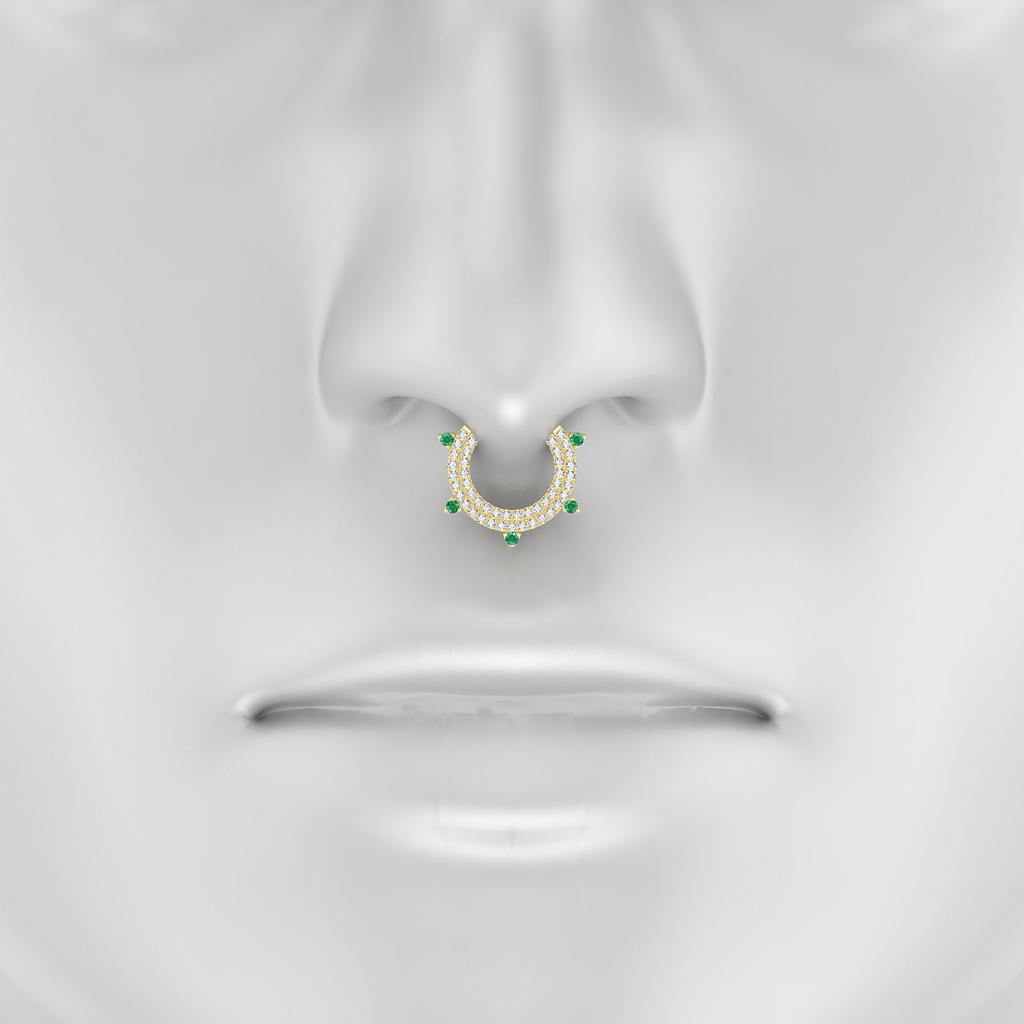 Saga | 18k Yellow Gold 9.5 mm Emerald & Diamond Septum Piercing