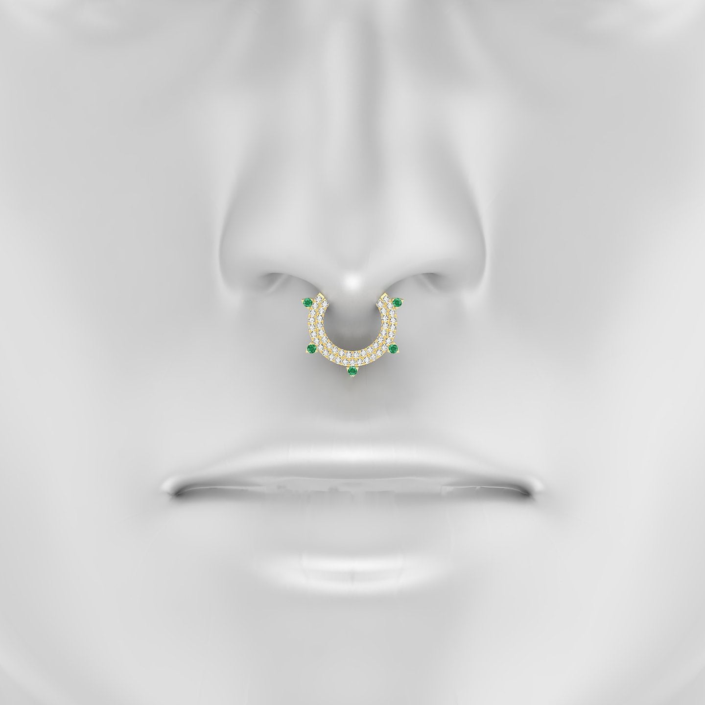 Saga | 18k Yellow Gold 9.5 mm Emerald & Diamond Septum Piercing